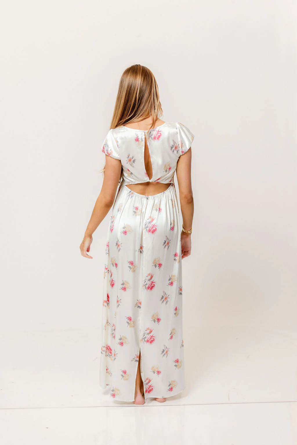Ryan Lace Bodice Cutout Maxi Dress in Cream Floral - Bump Friendly - Image 9