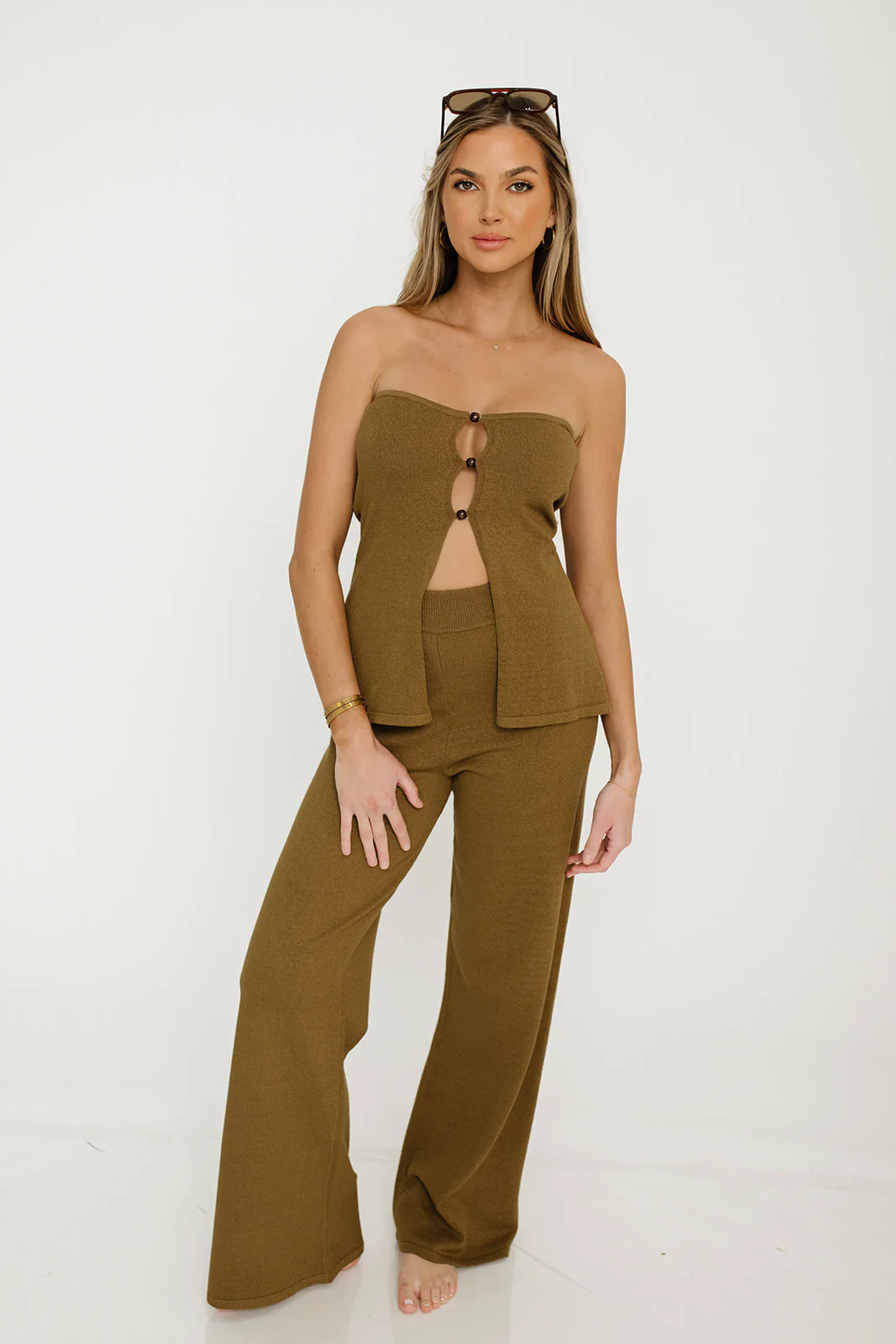 Lannister Knit Set in Dark Olive