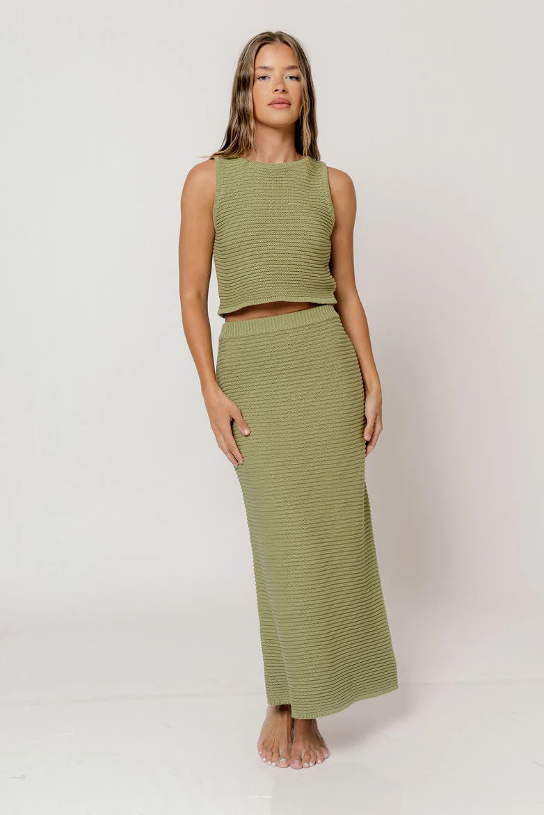 Lauren Ribbed Sweater Set in Matcha