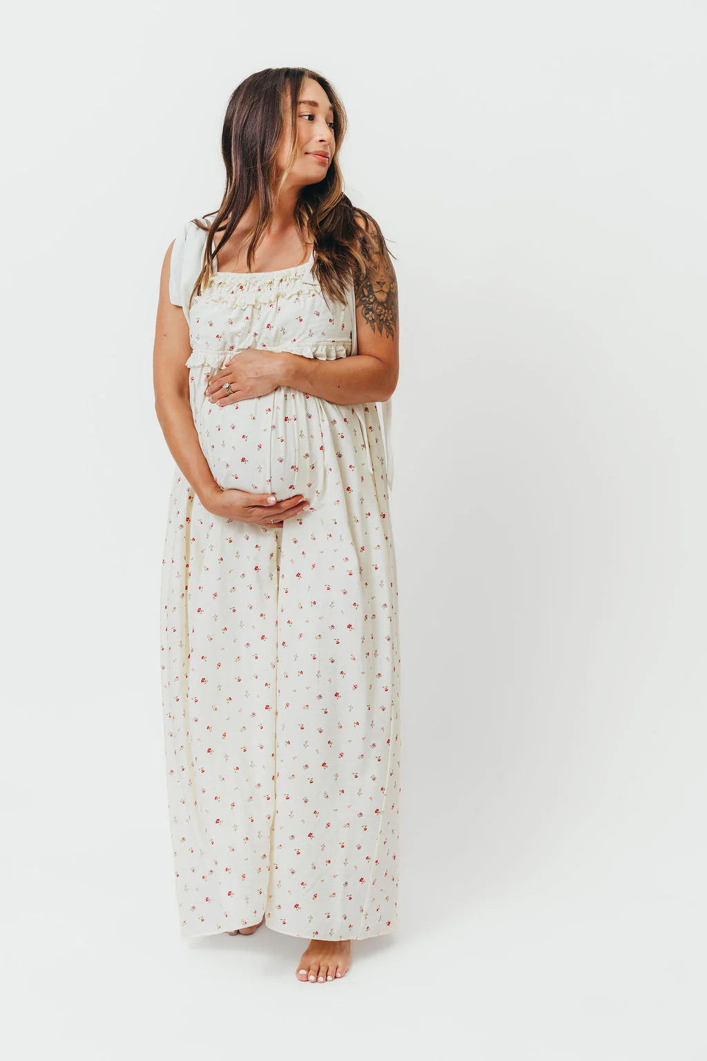 Ellery Tank Maxi Dress with Bow Straps in Primrose - Bump Friendly - Image 2