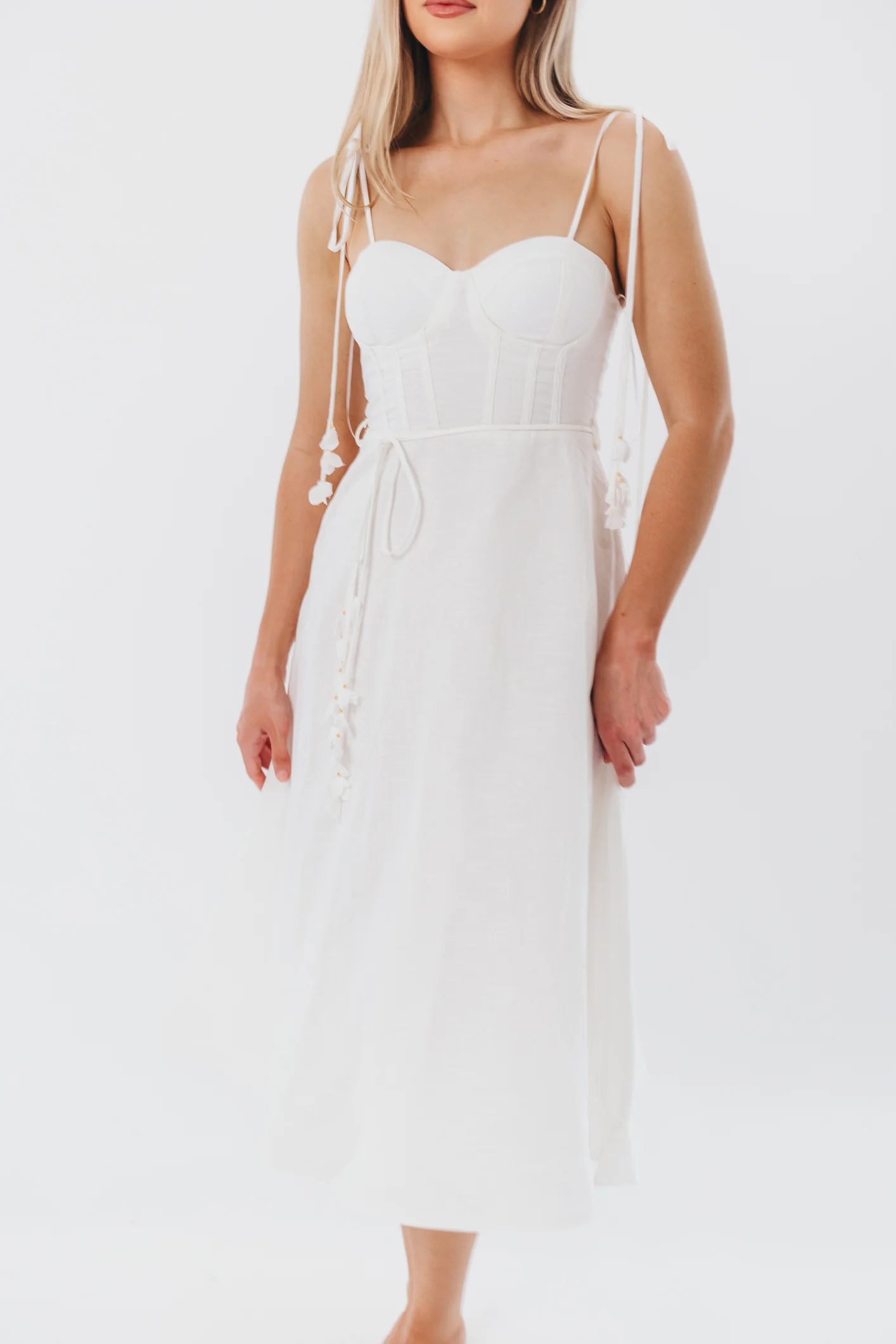 Norma Jean Bustier-Style Midi Dress in White - Image 13