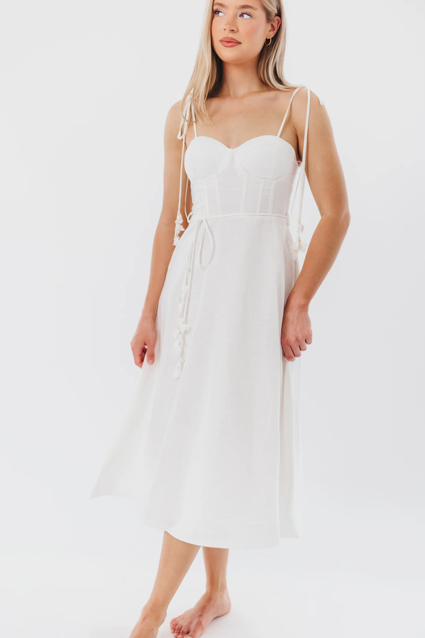 Norma Jean Bustier-Style Midi Dress in White - Image 14