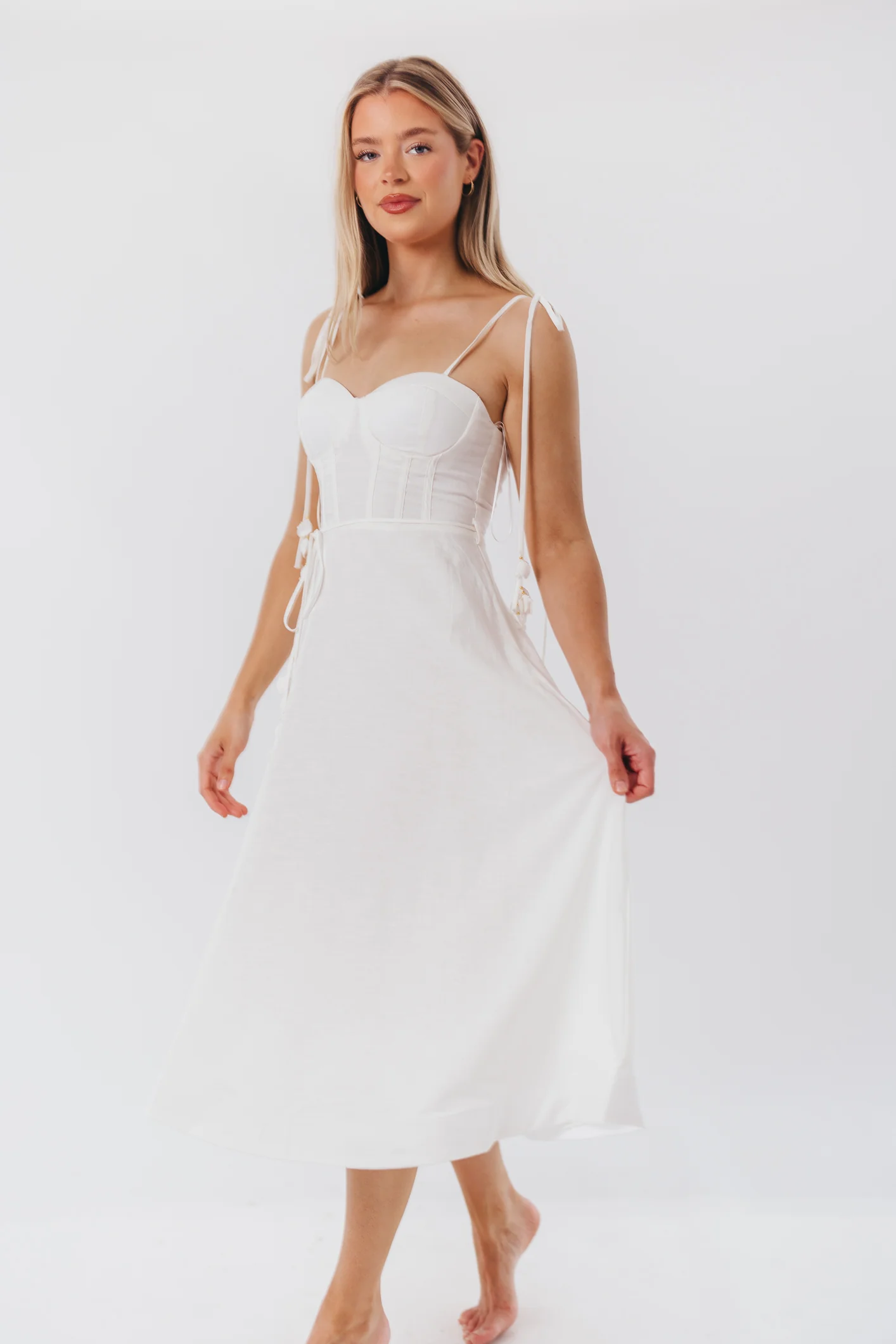 Norma Jean Bustier-Style Midi Dress in White - Image 2