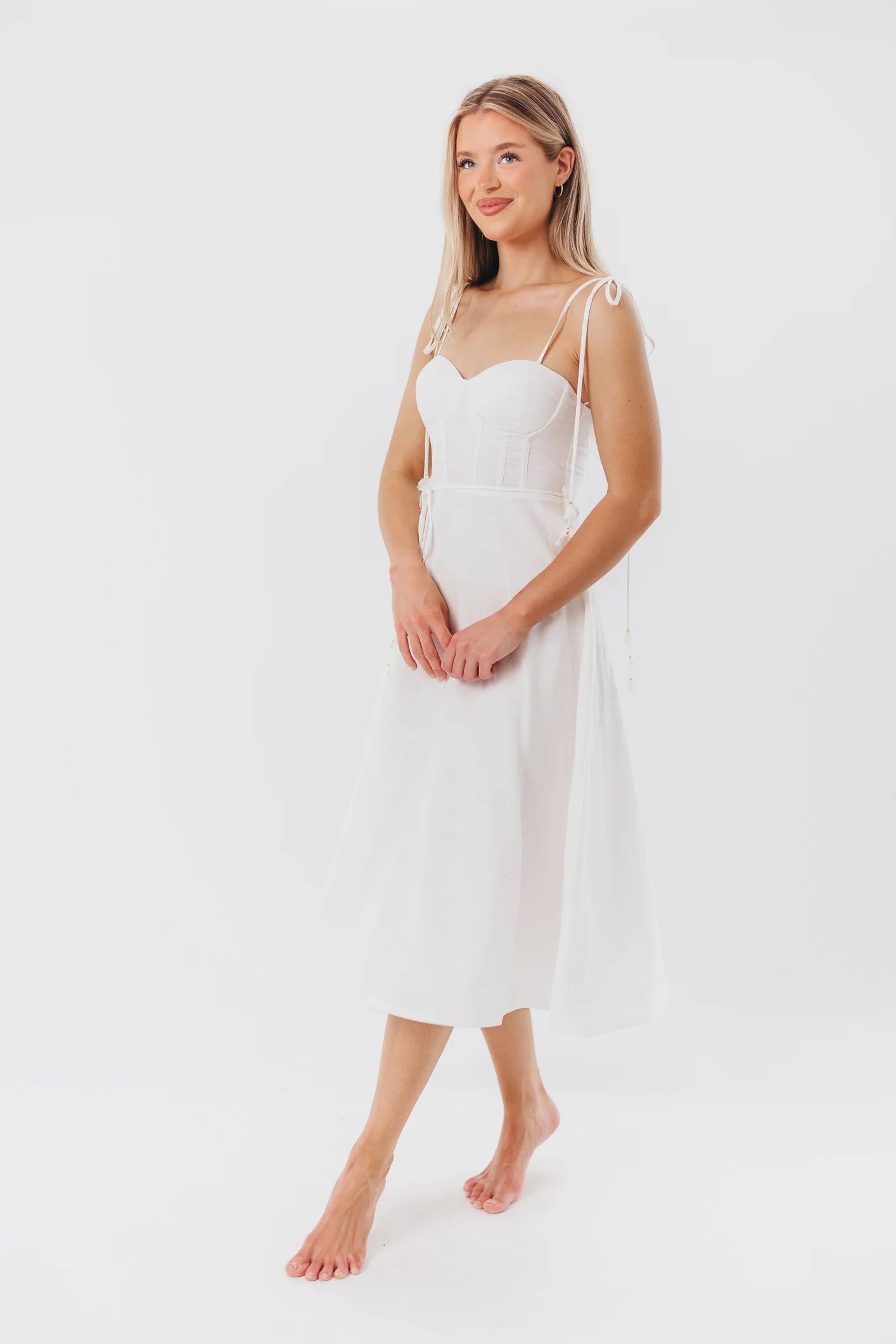 Norma Jean Bustier-Style Midi Dress in White - Image 4