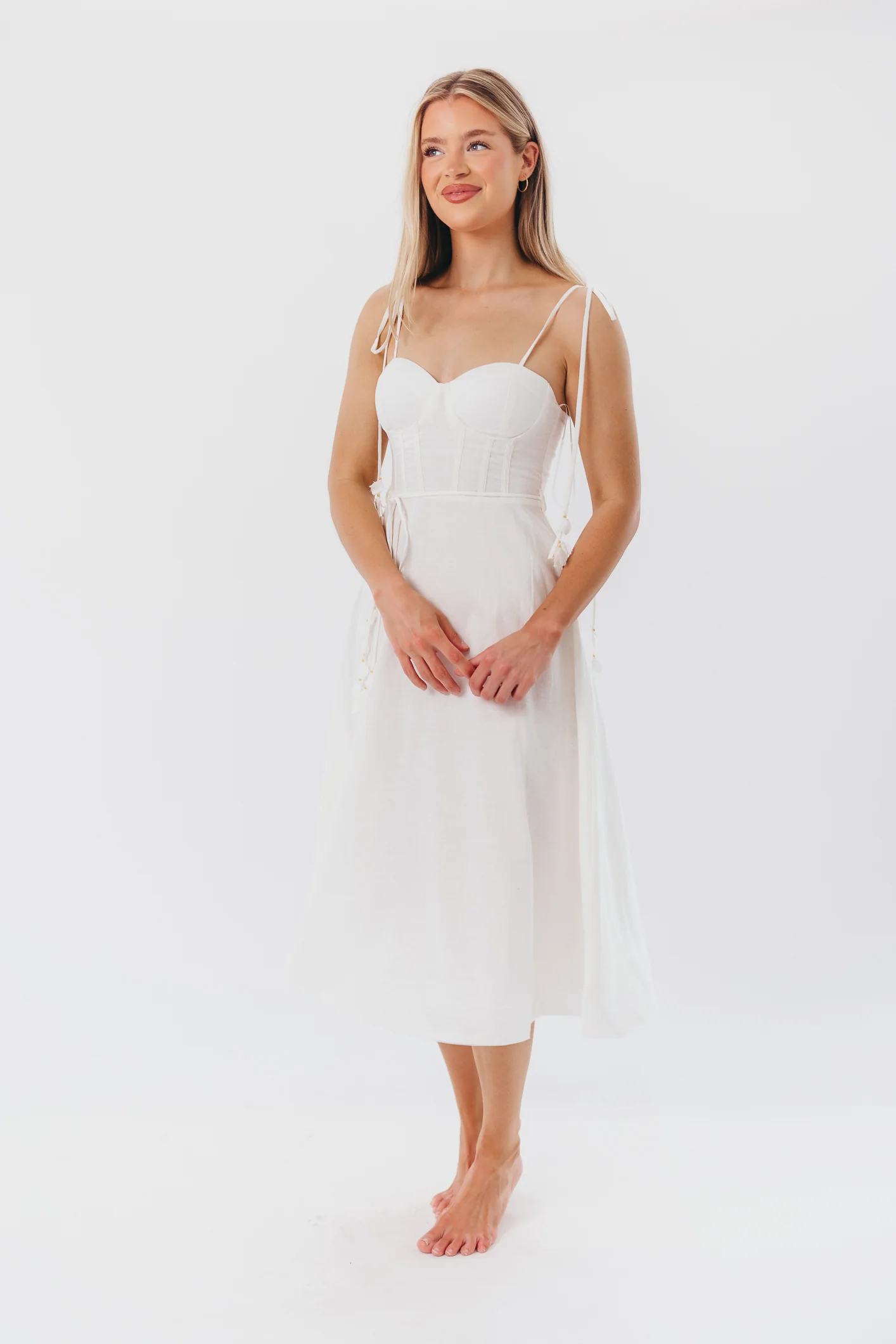 Norma Jean Bustier-Style Midi Dress in White - Image 5