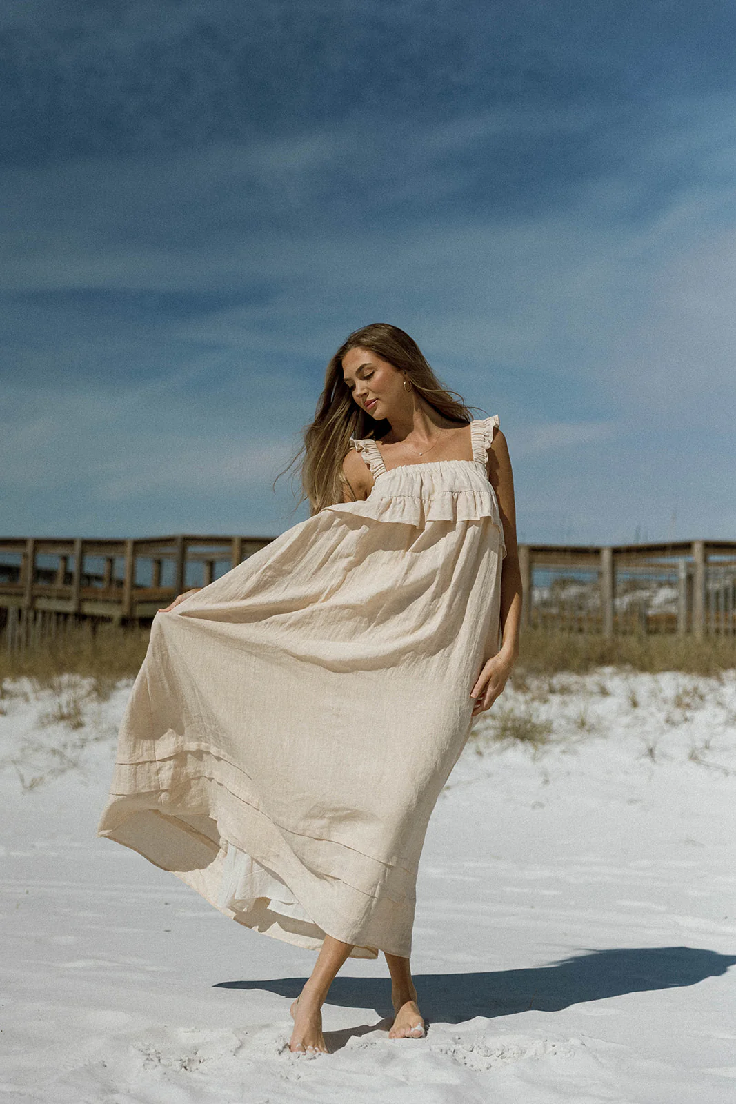 Lelah 100% Linen Maxi Dress in Natural - Bump Friendly - Image 10