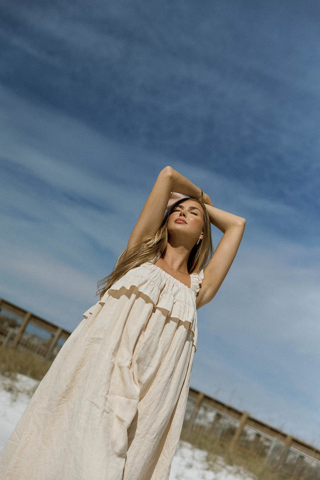 Lelah 100% Linen Maxi Dress in Natural - Bump Friendly - Image 11