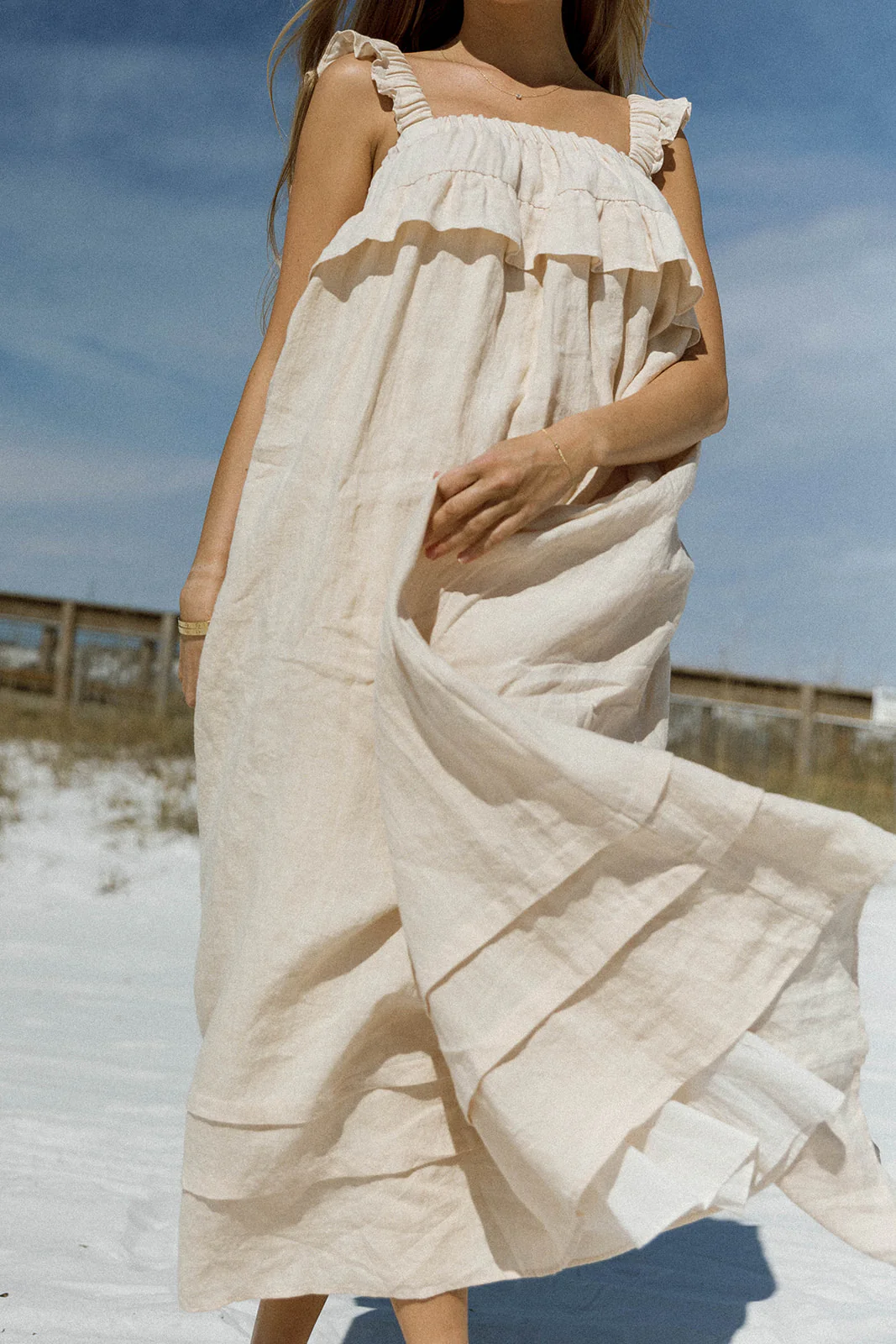 Lelah 100% Linen Maxi Dress in Natural - Bump Friendly - Image 12