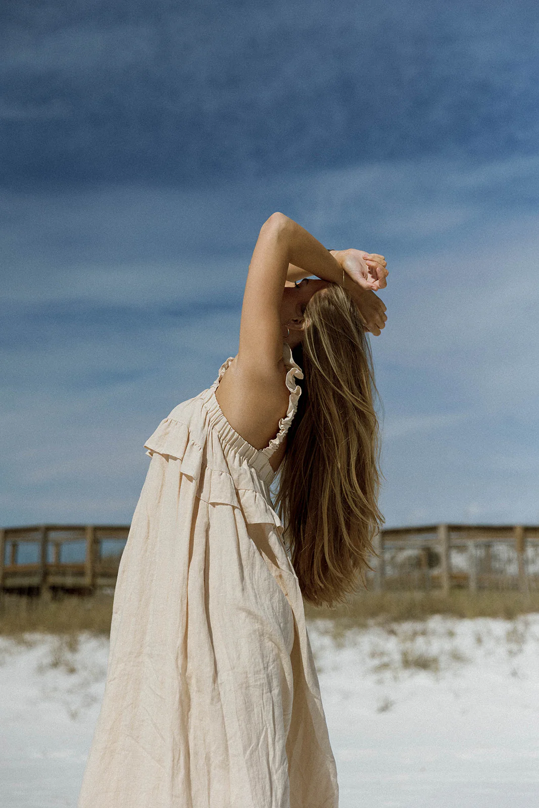 Lelah 100% Linen Maxi Dress in Natural - Bump Friendly - Image 14