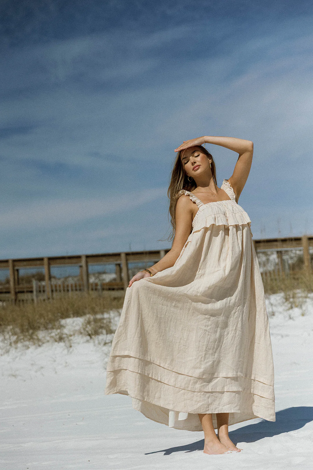 Lelah 100% Linen Maxi Dress in Natural - Bump Friendly - Image 19