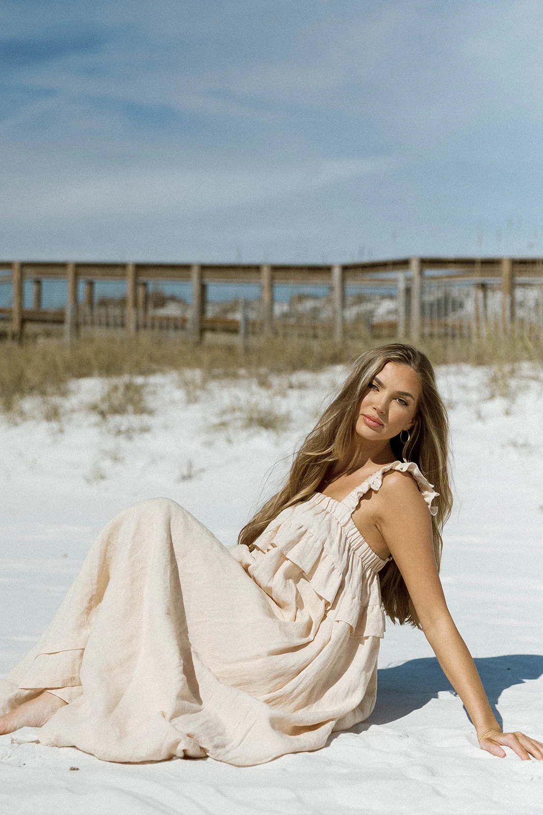 Lelah 100% Linen Maxi Dress in Natural - Bump Friendly - Image 2