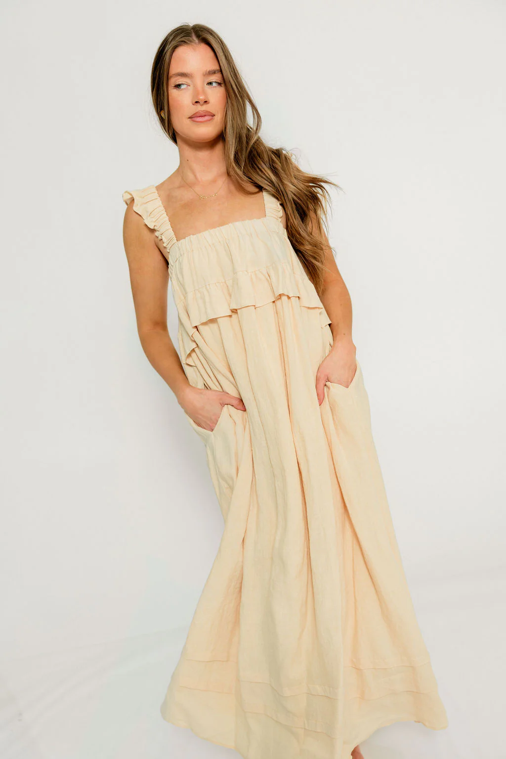 Lelah 100% Linen Maxi Dress in Natural - Bump Friendly - Image 23