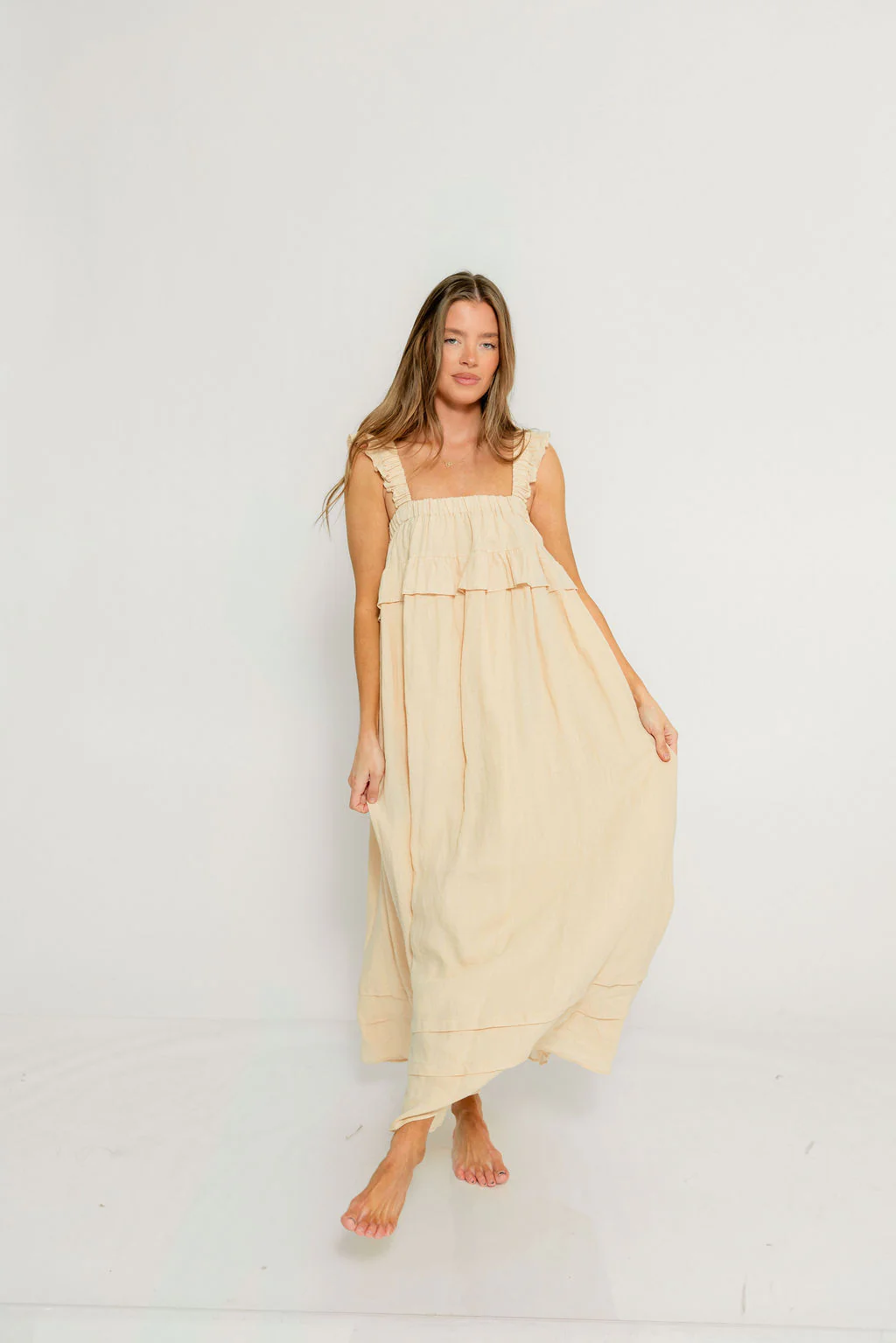 Lelah 100% Linen Maxi Dress in Natural - Bump Friendly - Image 24