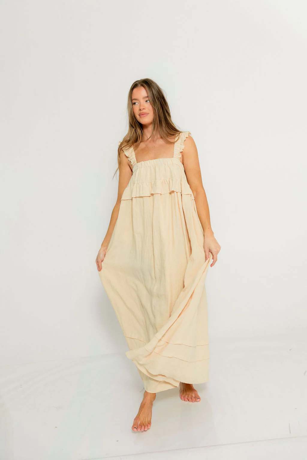 Lelah 100% Linen Maxi Dress in Natural - Bump Friendly - Image 25