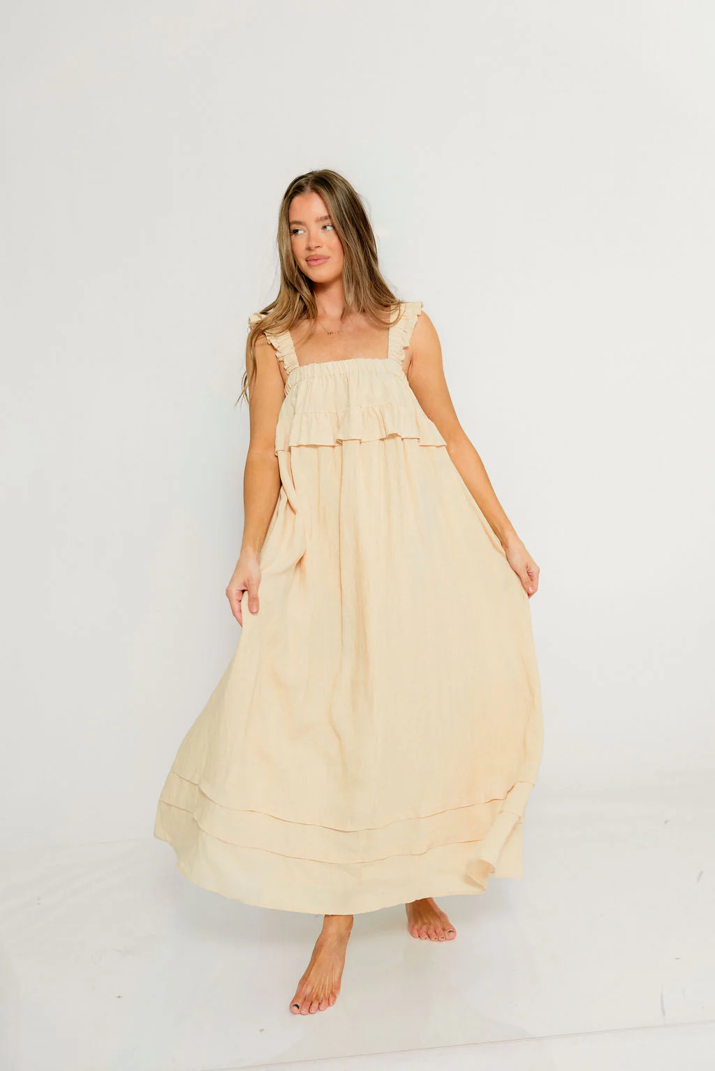 Lelah 100% Linen Maxi Dress in Natural - Bump Friendly - Image 26