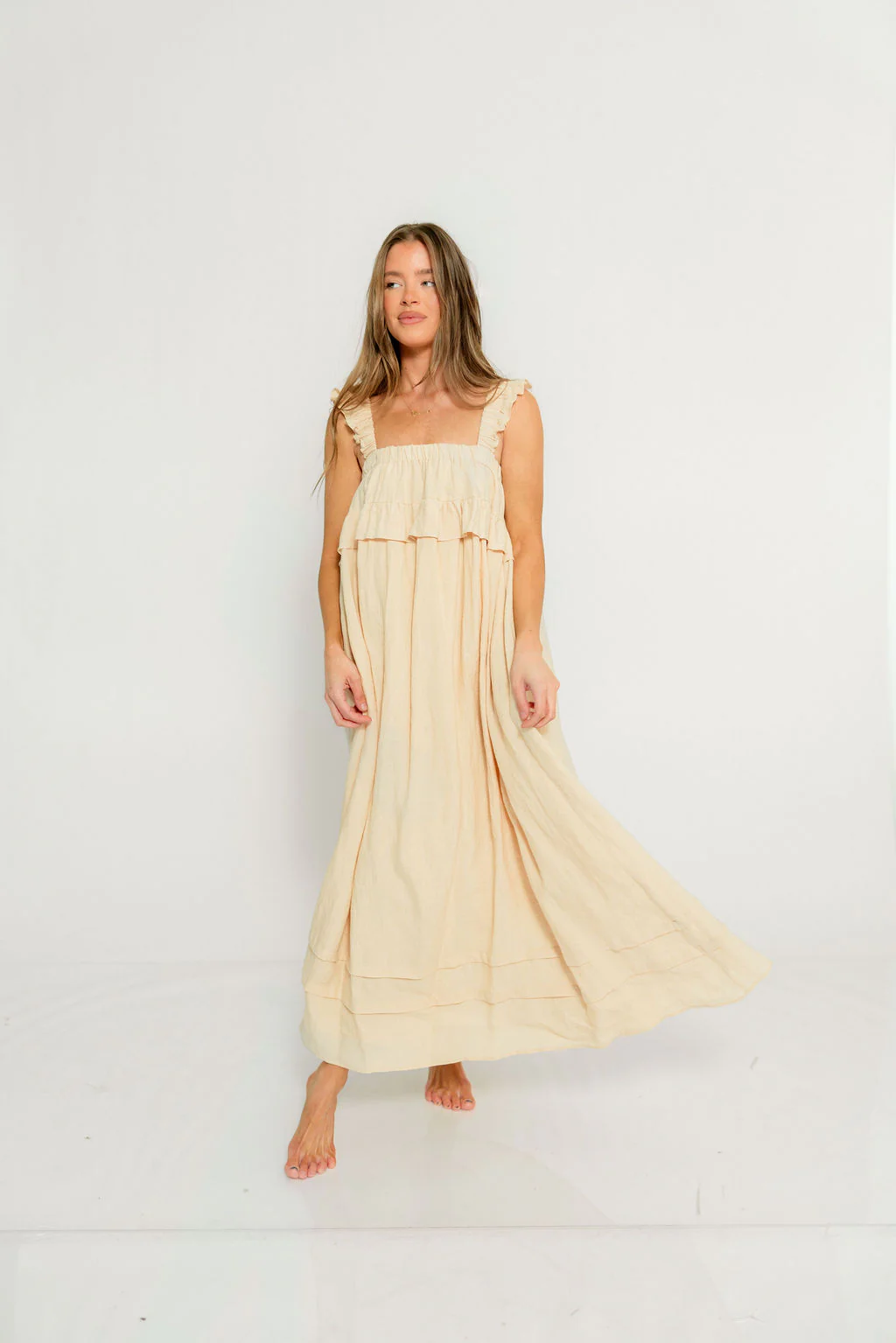 Lelah 100% Linen Maxi Dress in Natural - Bump Friendly - Image 27