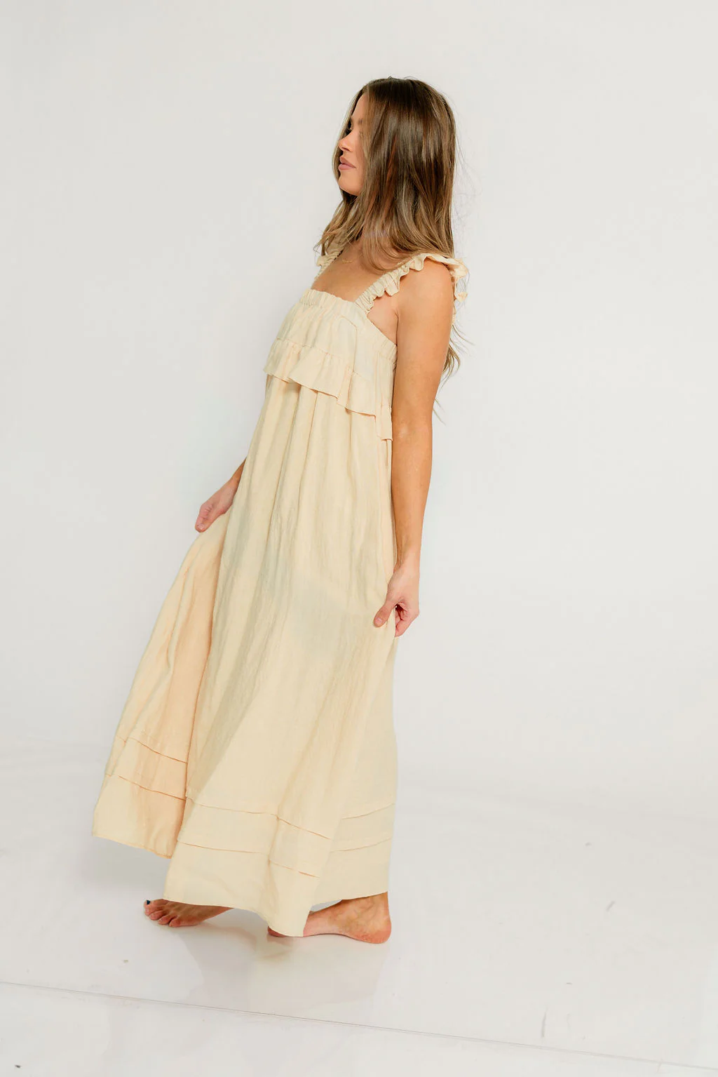 Lelah 100% Linen Maxi Dress in Natural - Bump Friendly - Image 28