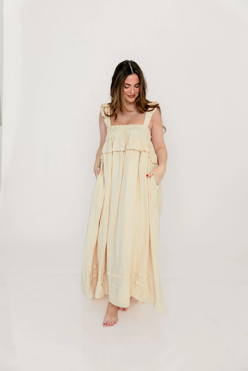 Lelah 100% Linen Maxi Dress in Natural - Bump Friendly - Image 31