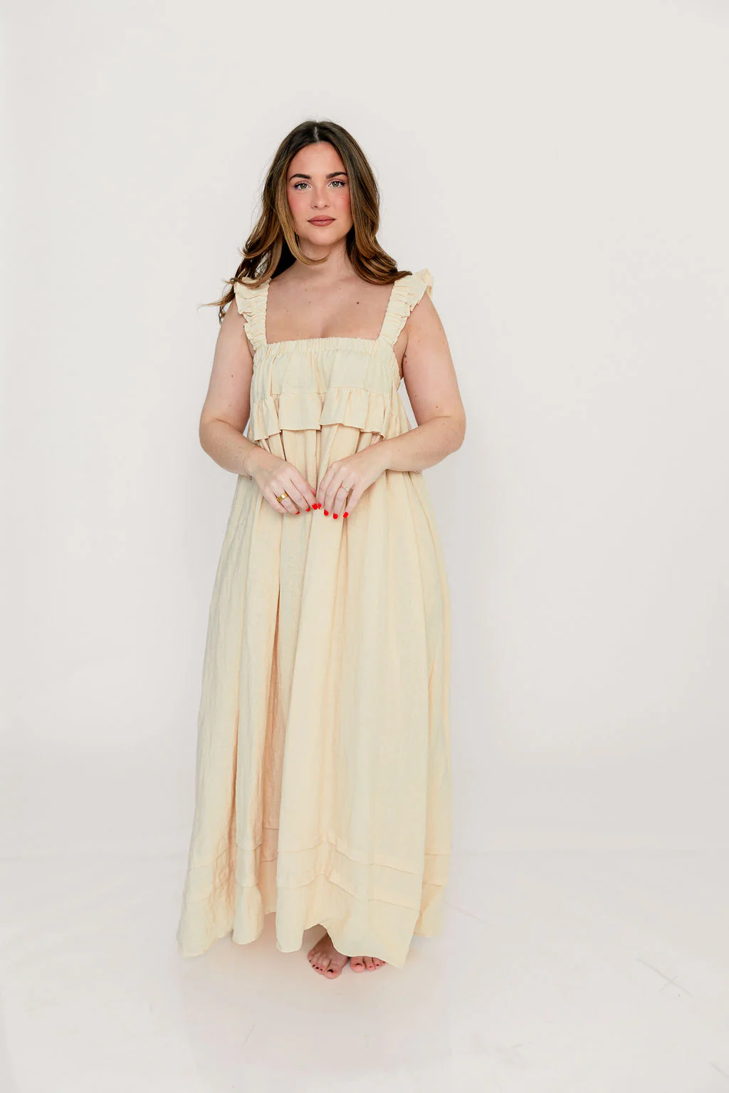Lelah 100% Linen Maxi Dress in Natural - Bump Friendly - Image 35