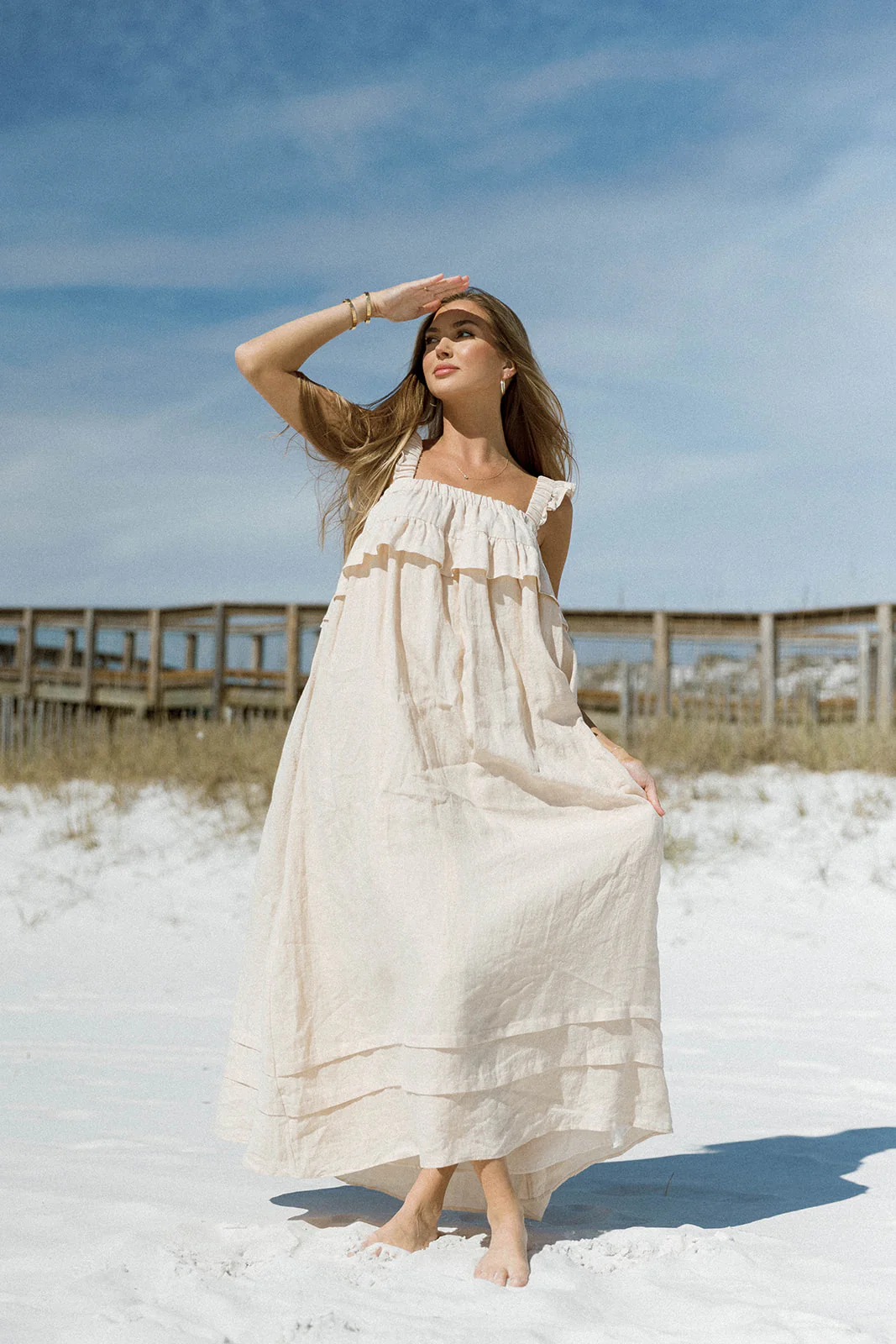 Lelah 100% Linen Maxi Dress in Natural - Bump Friendly - Image 8