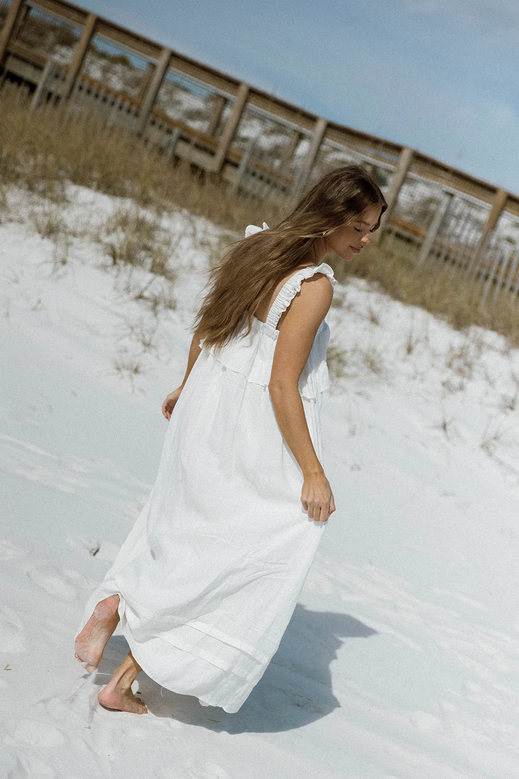 Lelah 100% Linen Maxi Dress in Off-White - Bump Friendly - Image 13