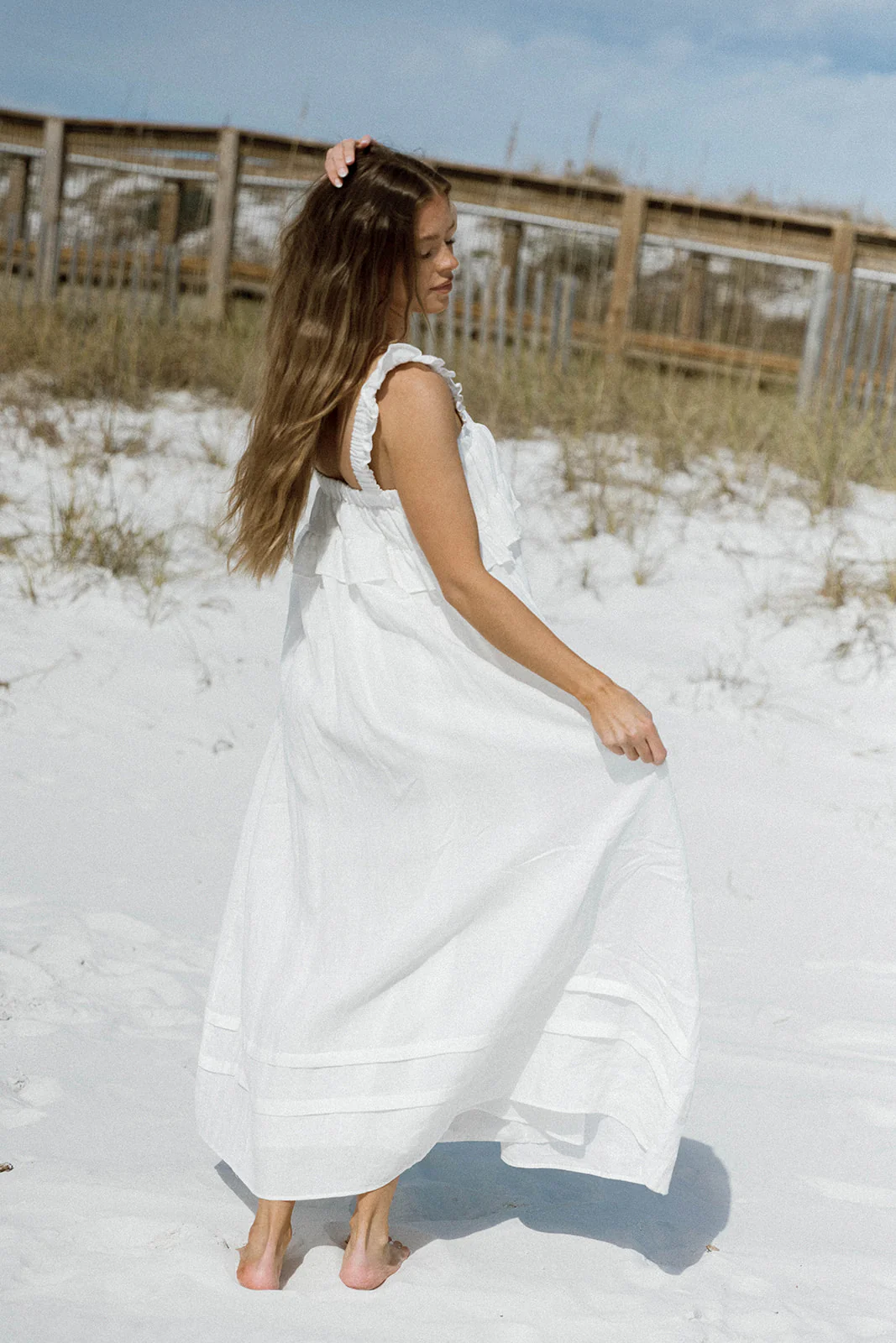 Lelah 100% Linen Maxi Dress in Off-White - Bump Friendly - Image 15