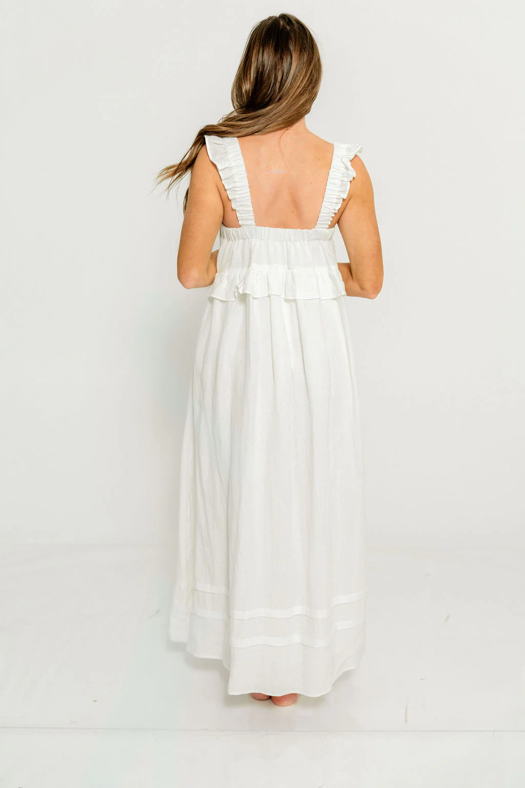 Lelah 100% Linen Maxi Dress in Off-White - Bump Friendly - Image 22