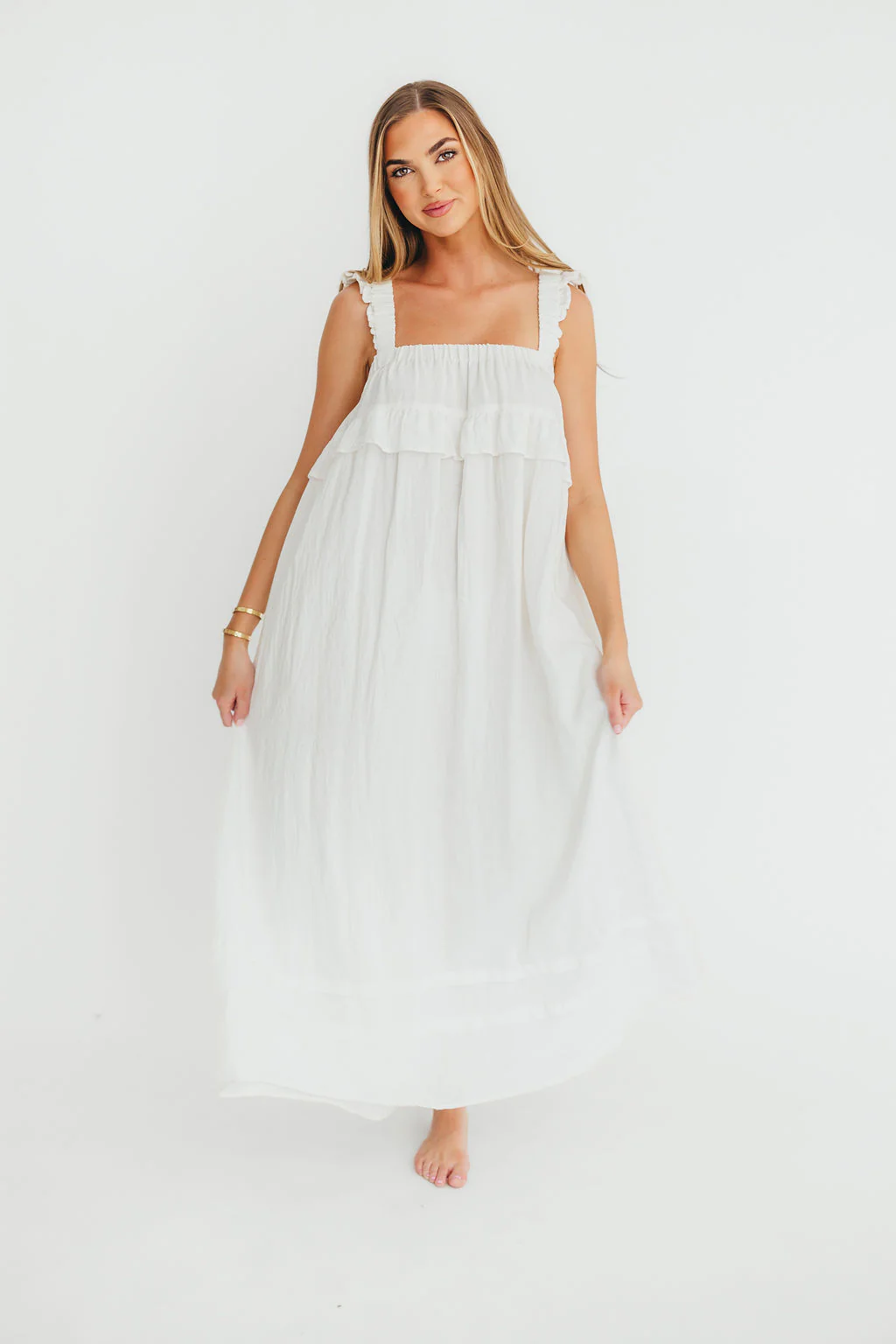 Lelah 100% Linen Maxi Dress in Off-White - Bump Friendly - Image 24