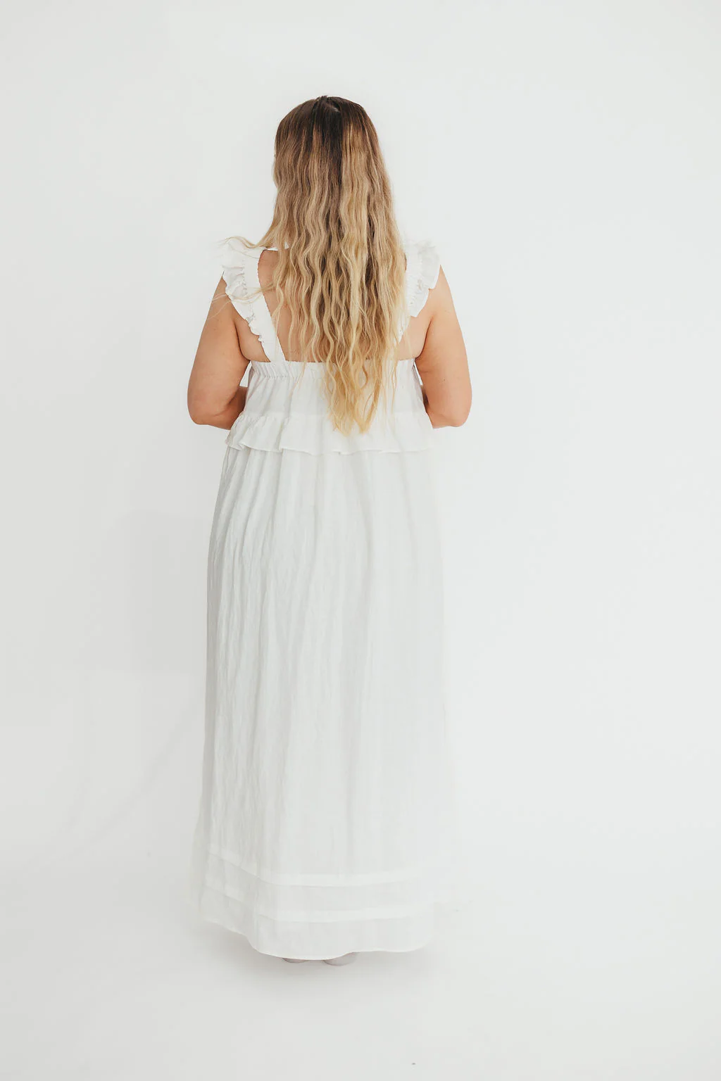Lelah 100% Linen Maxi Dress in Off-White - Bump Friendly - Image 31