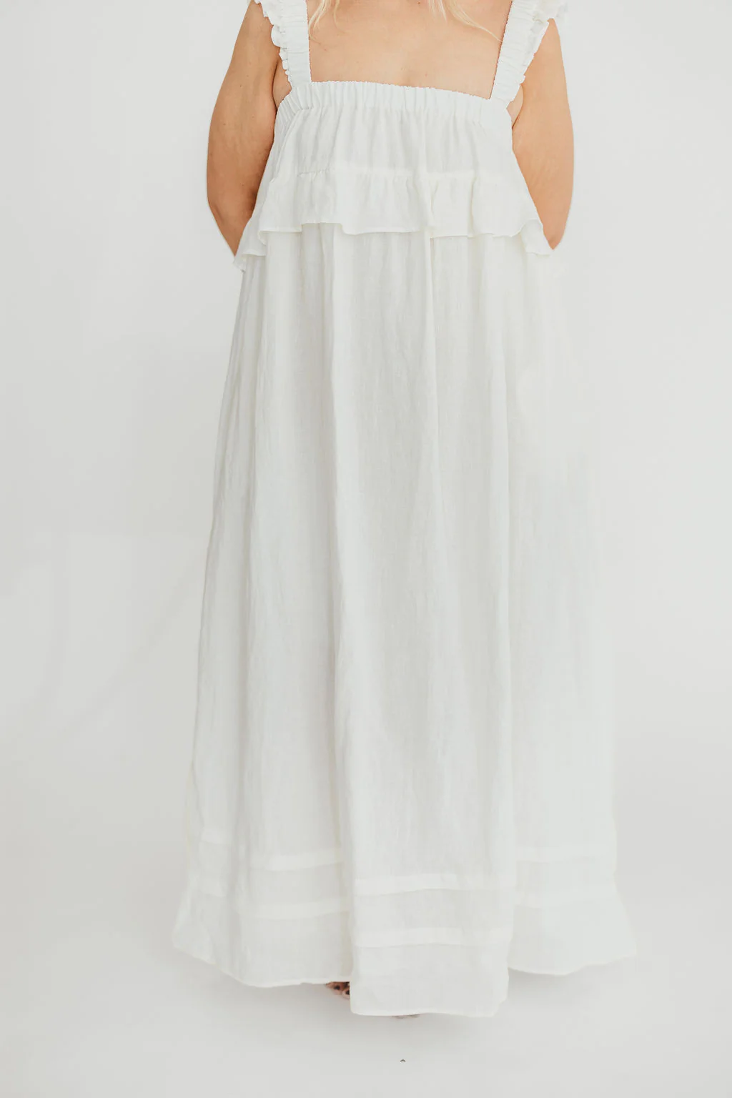 Lelah 100% Linen Maxi Dress in Off-White - Bump Friendly - Image 34