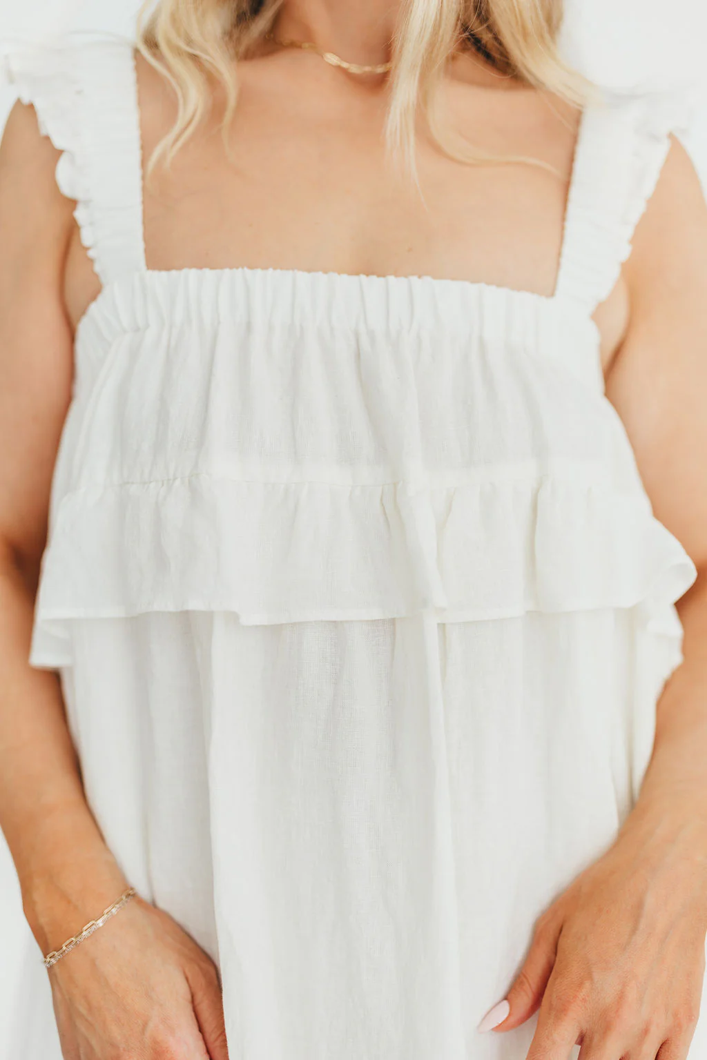 Lelah 100% Linen Maxi Dress in Off-White - Bump Friendly - Image 35