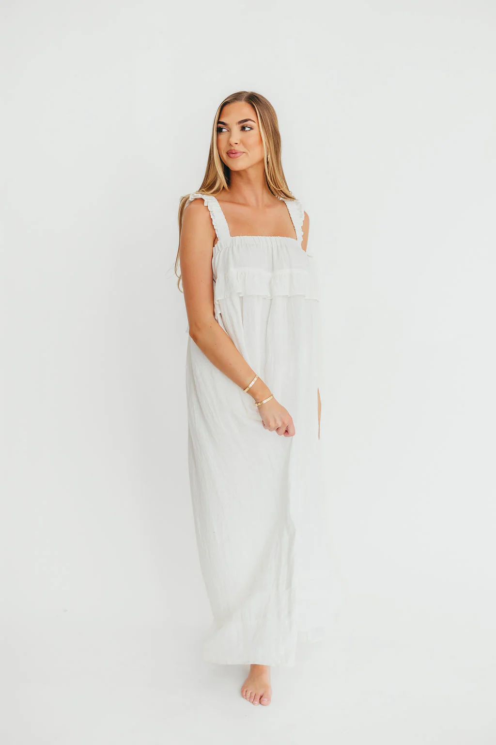 Lelah 100% Linen Maxi Dress in Off-White - Bump Friendly - Image 38