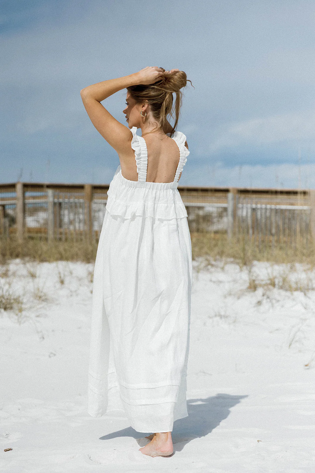 Lelah 100% Linen Maxi Dress in Off-White - Bump Friendly - Image 42