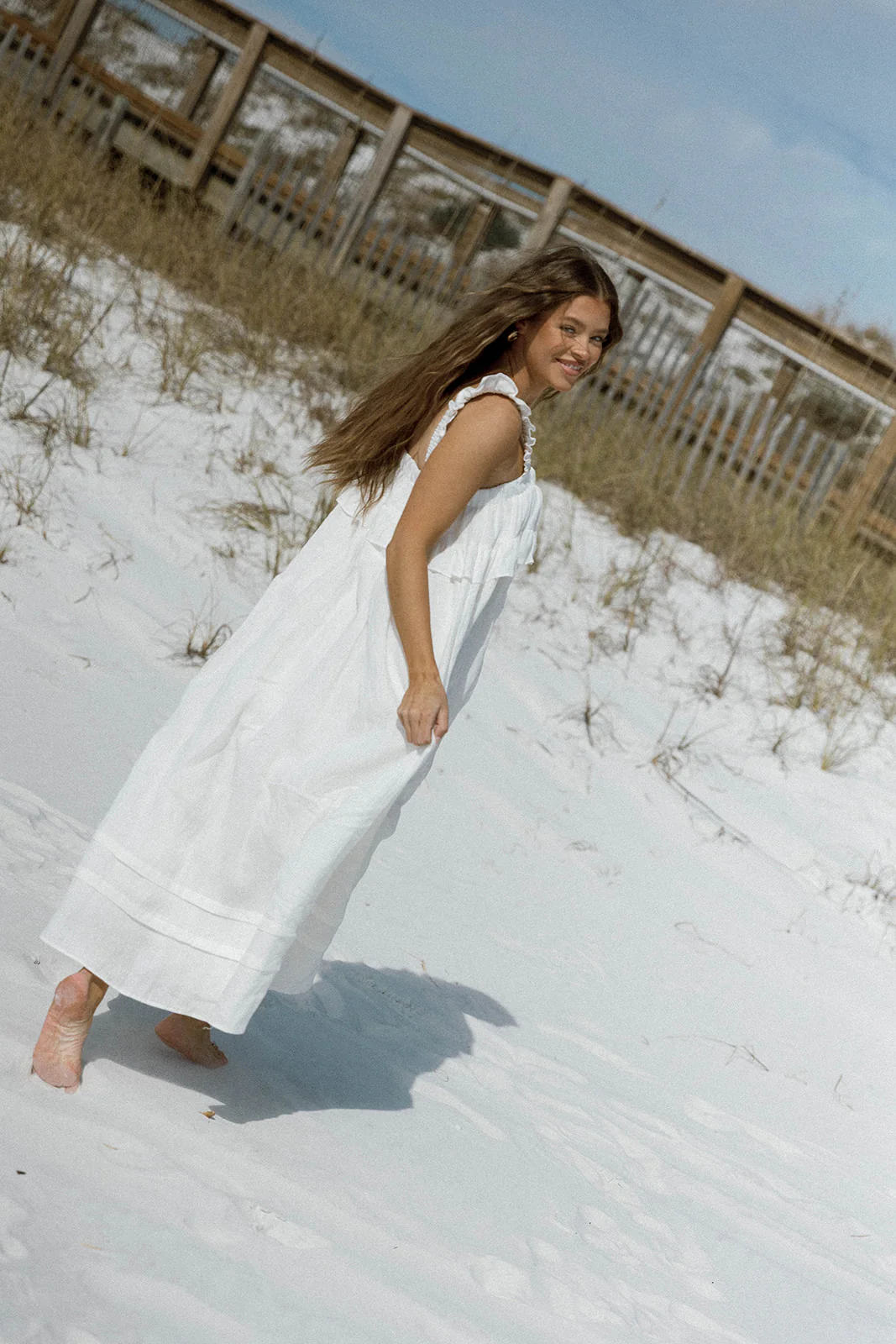 Lelah 100% Linen Maxi Dress in Off-White - Bump Friendly - Image 43