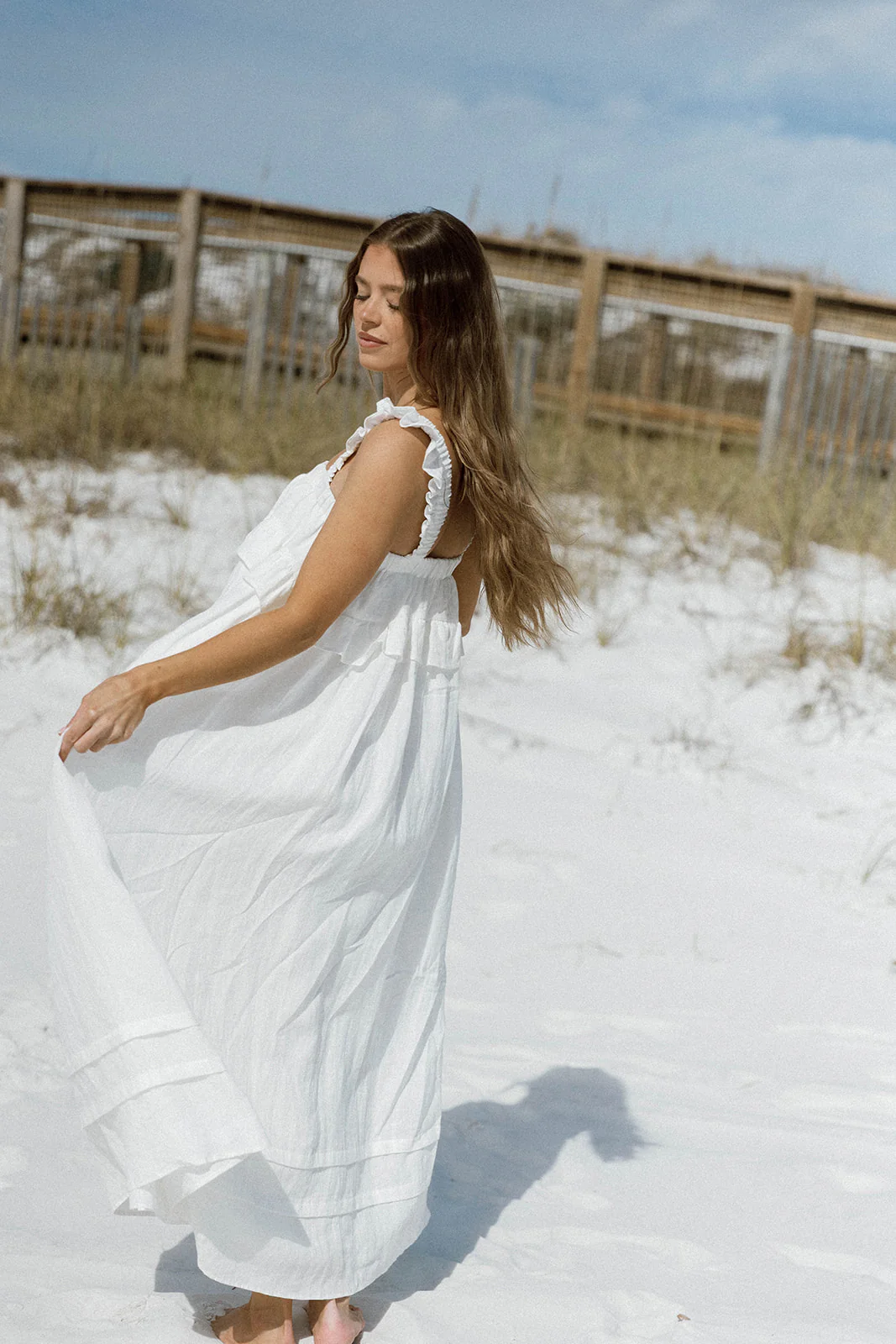Lelah 100% Linen Maxi Dress in Off-White - Bump Friendly - Image 44