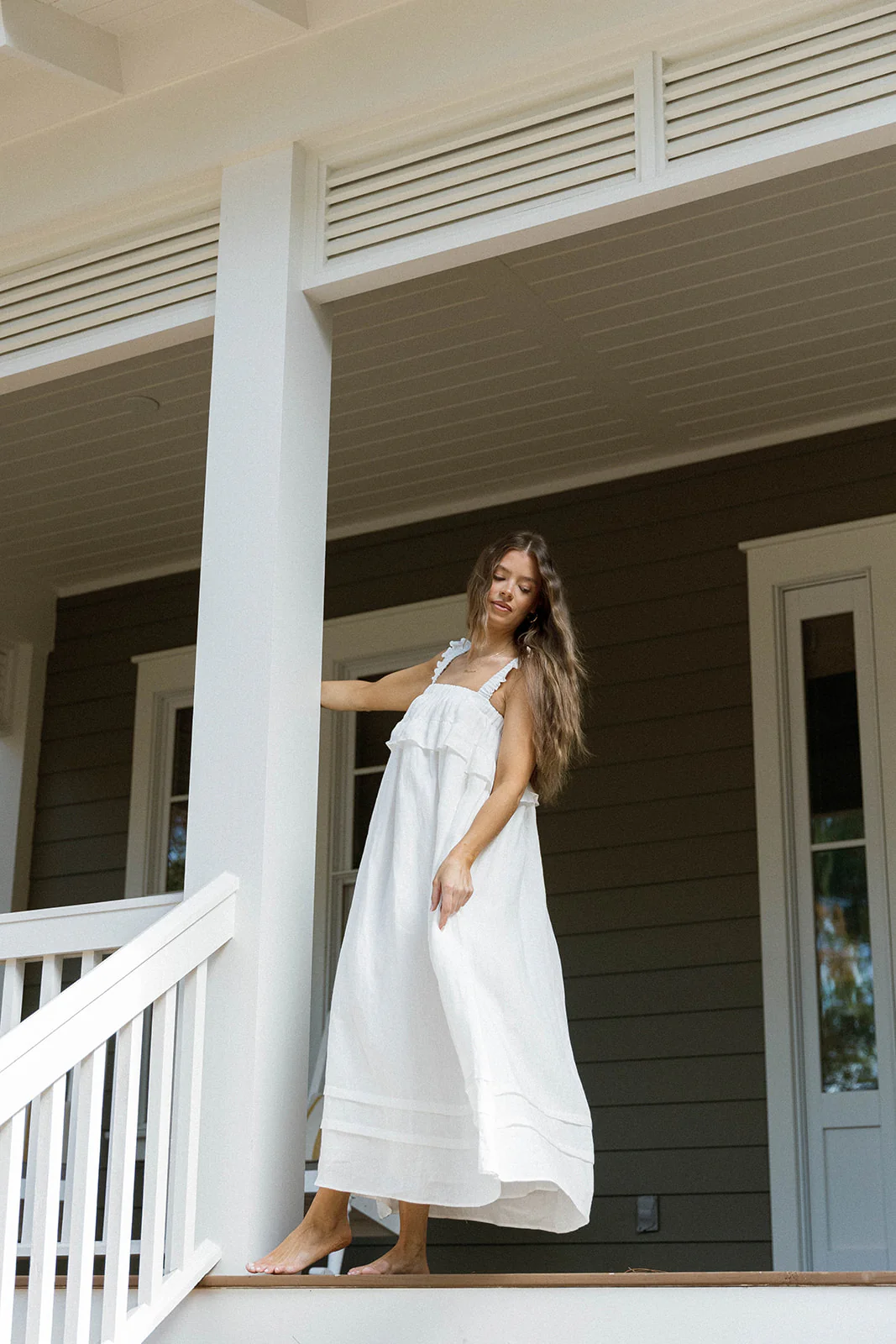 Lelah 100% Linen Maxi Dress in Off-White - Bump Friendly - Image 46