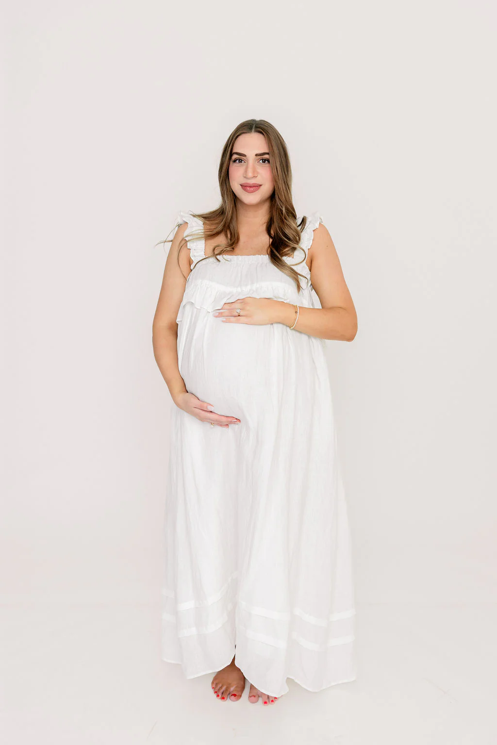 Lelah 100% Linen Maxi Dress in Off-White - Bump Friendly - Image 47