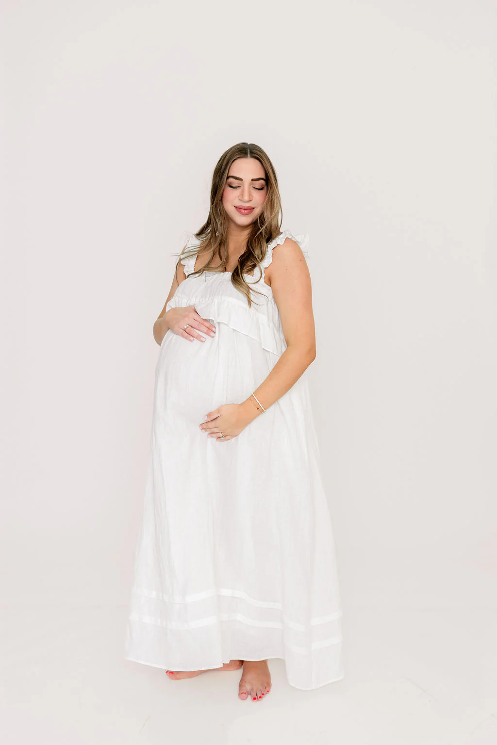 Lelah 100% Linen Maxi Dress in Off-White - Bump Friendly - Image 48