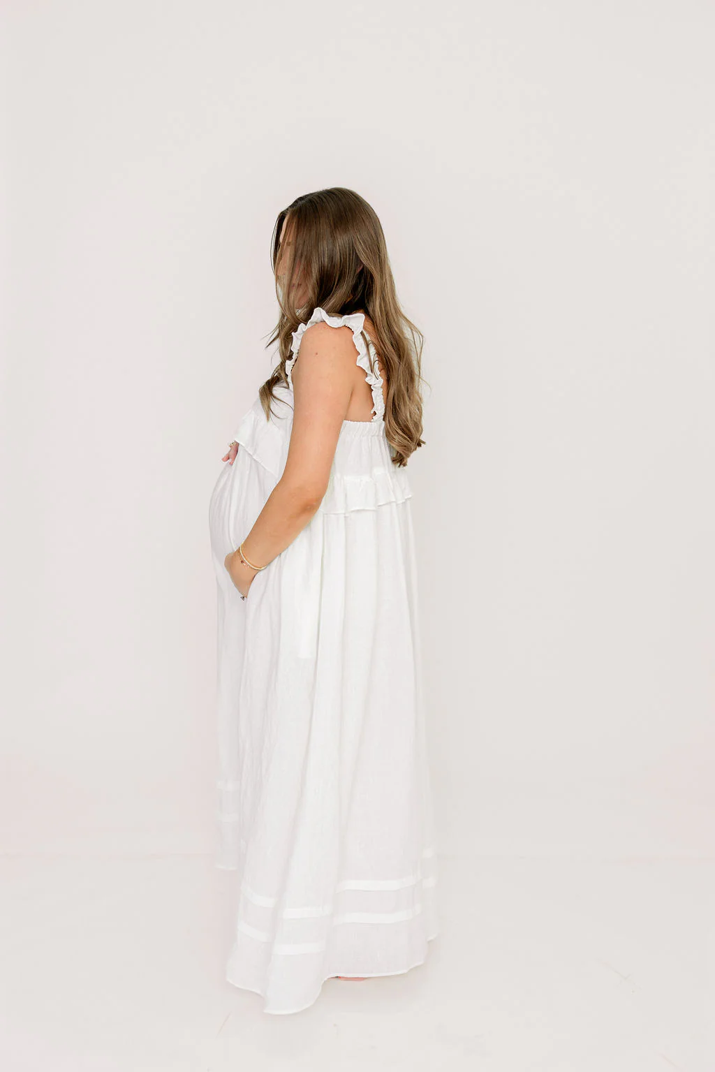 Lelah 100% Linen Maxi Dress in Off-White - Bump Friendly - Image 49