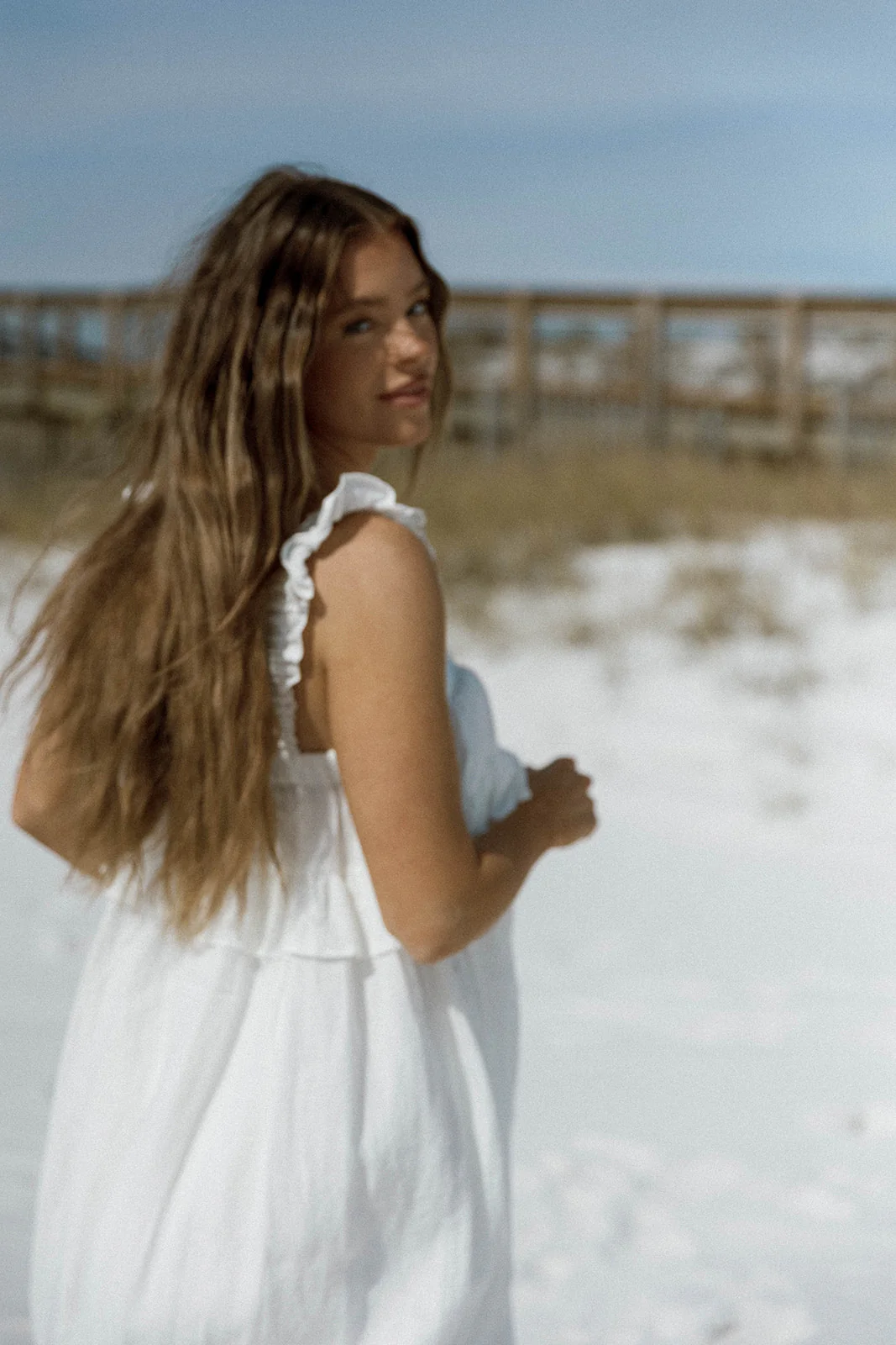 Lelah 100% Linen Maxi Dress in Off-White - Bump Friendly - Image 5