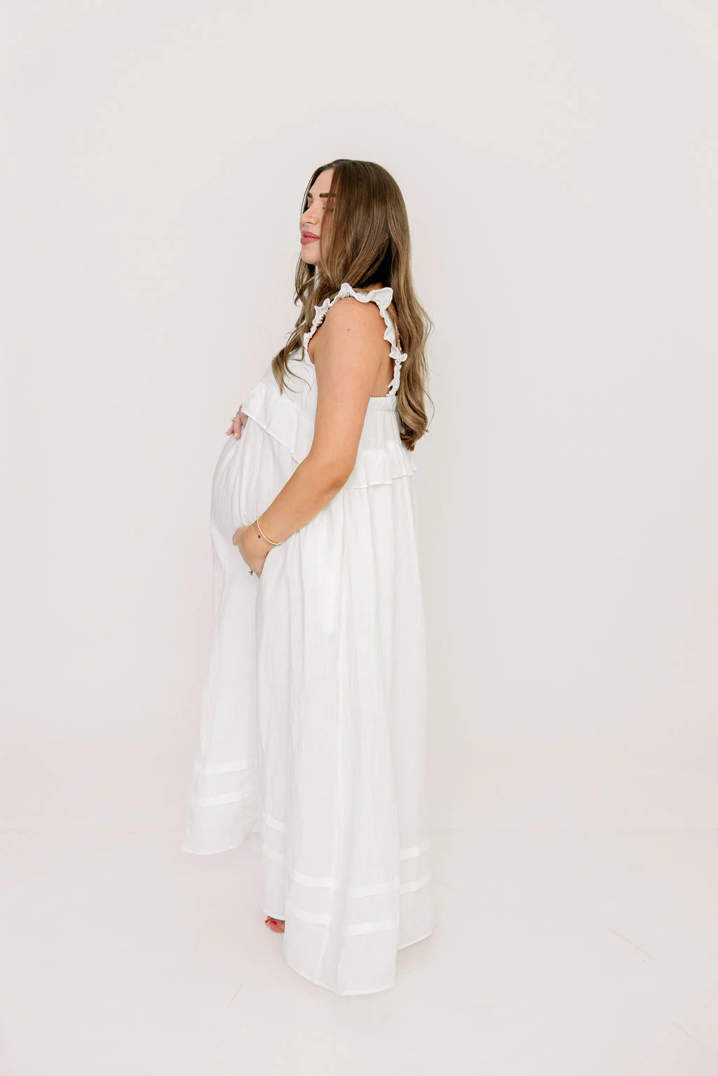 Lelah 100% Linen Maxi Dress in Off-White - Bump Friendly - Image 50
