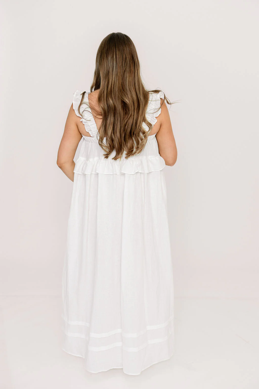 Lelah 100% Linen Maxi Dress in Off-White - Bump Friendly - Image 51