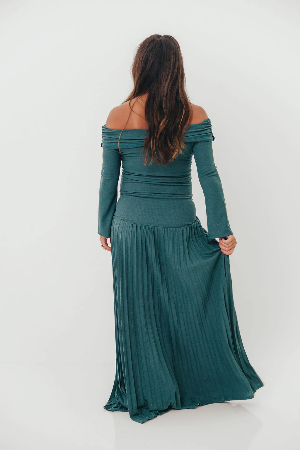 Lennox Long Sleeve Maxi Dress in Green- Bump Friendly *Final Sale* - Image 16