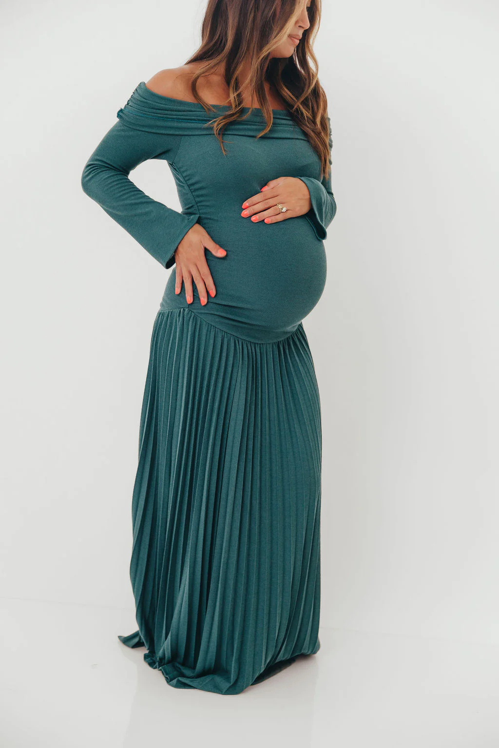Lennox Long Sleeve Maxi Dress in Green- Bump Friendly *Final Sale* - Image 18