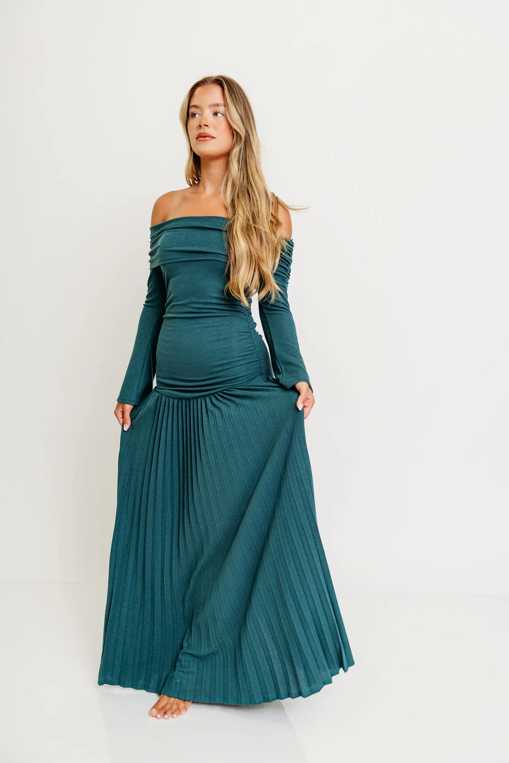 Lennox Long Sleeve Maxi Dress in Green- Bump Friendly *Final Sale* - Image 9