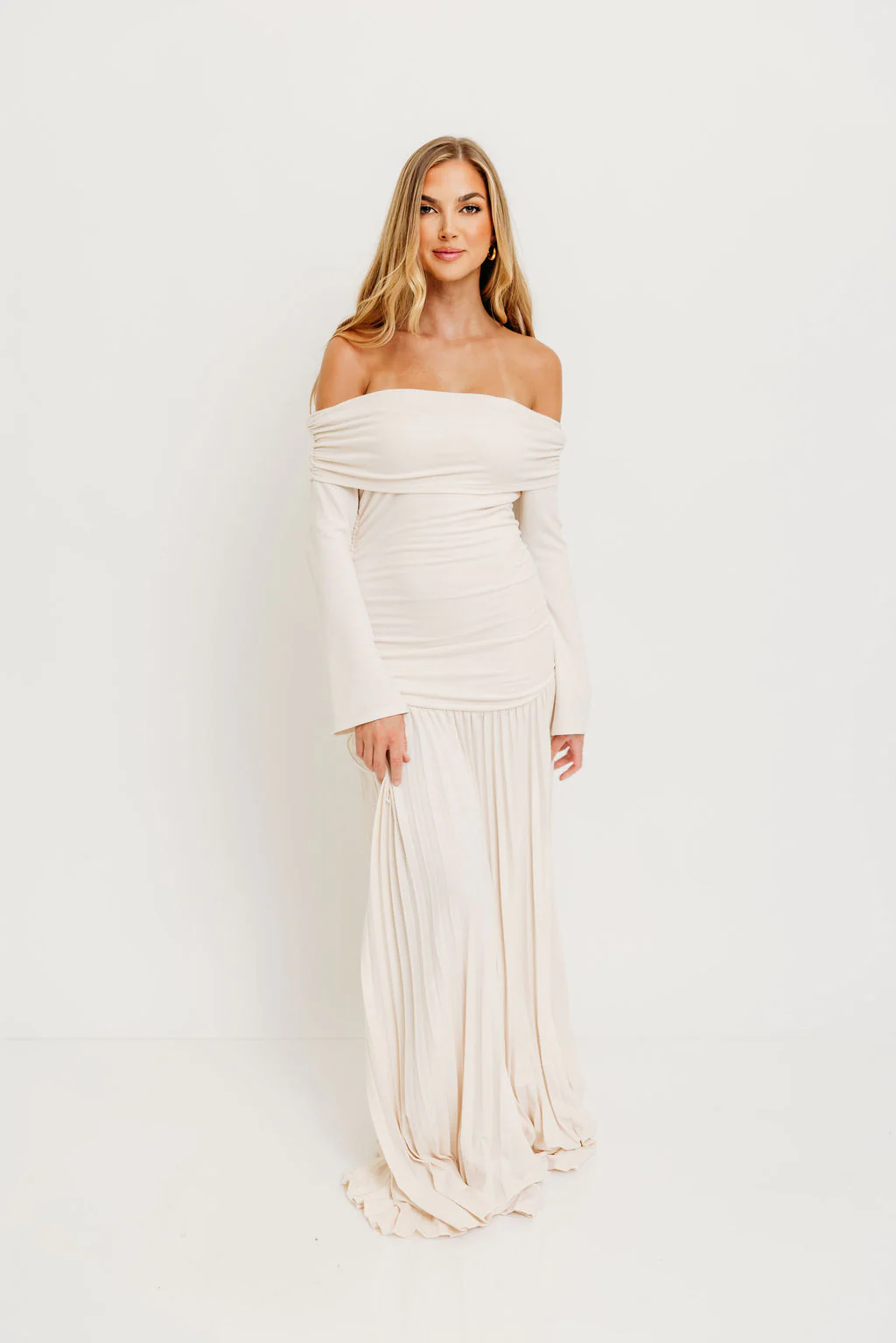 Lennox Long Sleeve Maxi Dress in Ivory - Bump Friendly - Image 12