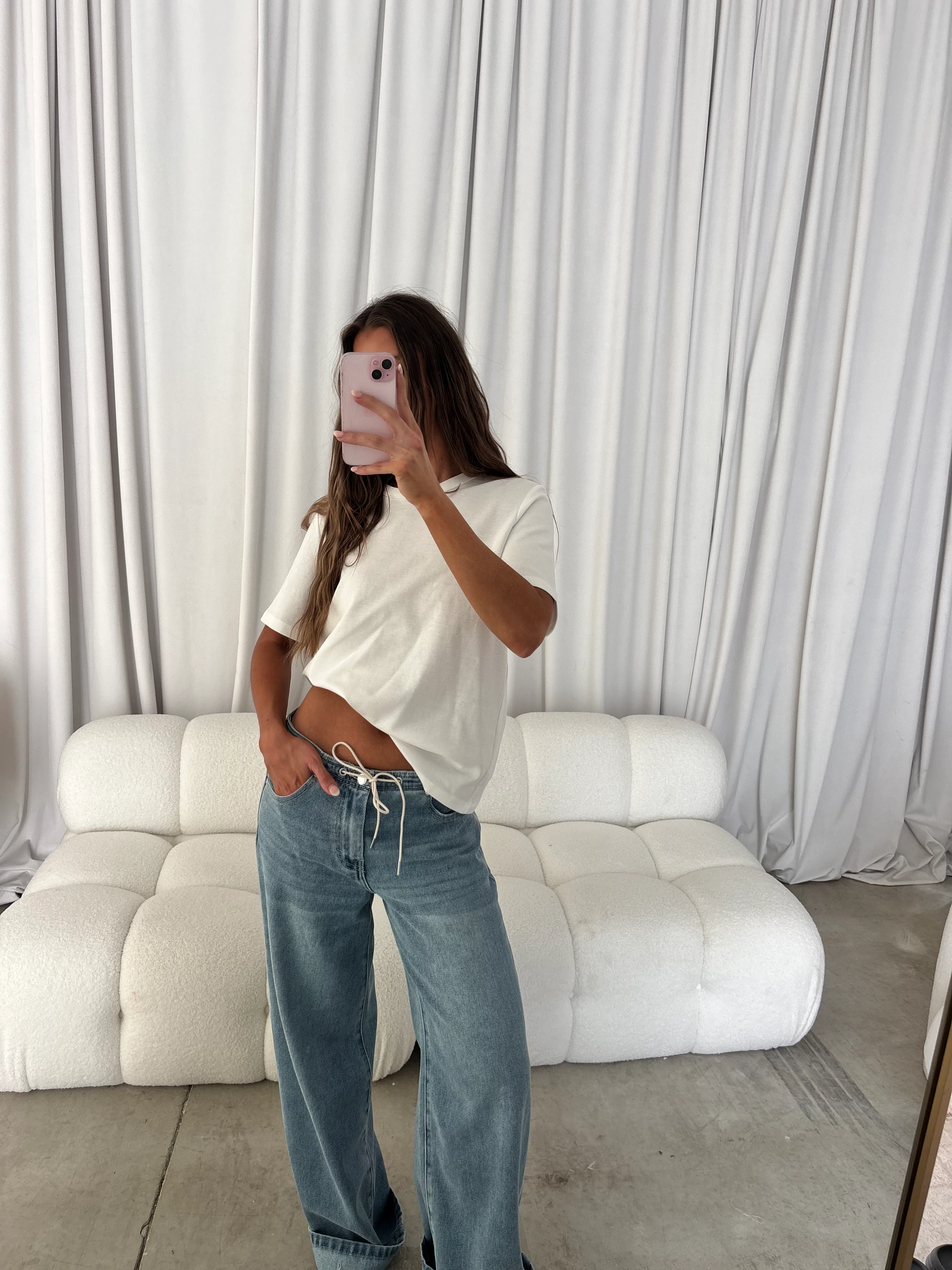 Lia Drawstring Wide Leg Pants in Blue Bell - Image 2