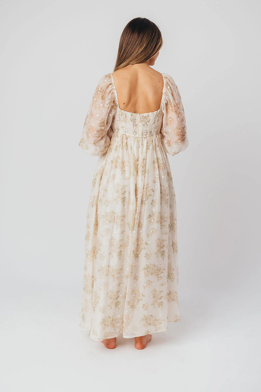 Mona Maxi Dress with Smocking in Cream Floral - Bump Friendly & Inclusive Sizing (S-3XL) - Image 15