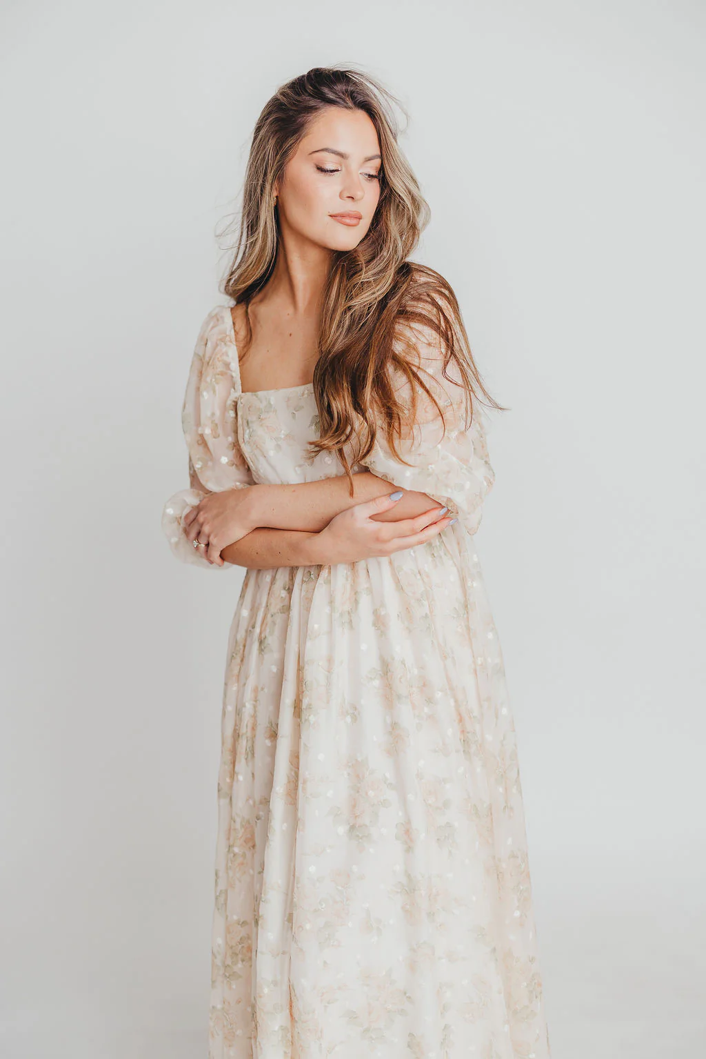 Mona Maxi Dress with Smocking in Cream Floral - Bump Friendly & Inclusive Sizing (S-3XL) - Image 21