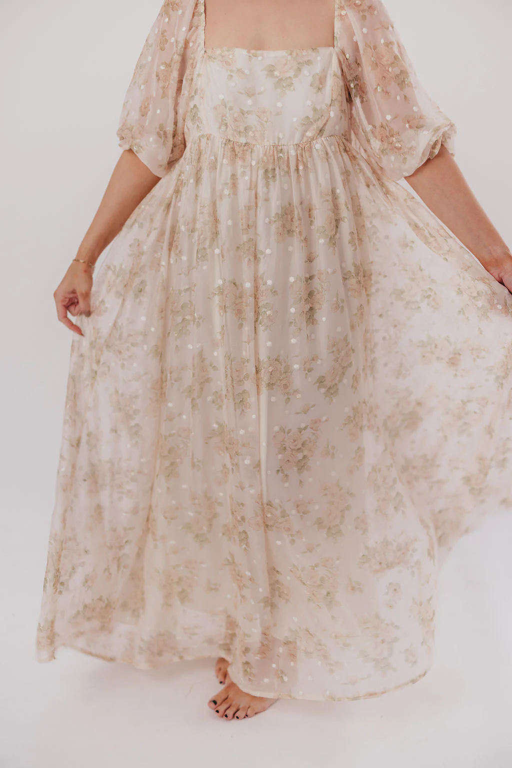 Mona Maxi Dress with Smocking in Cream Floral - Bump Friendly & Inclusive Sizing (S-3XL) - Image 28
